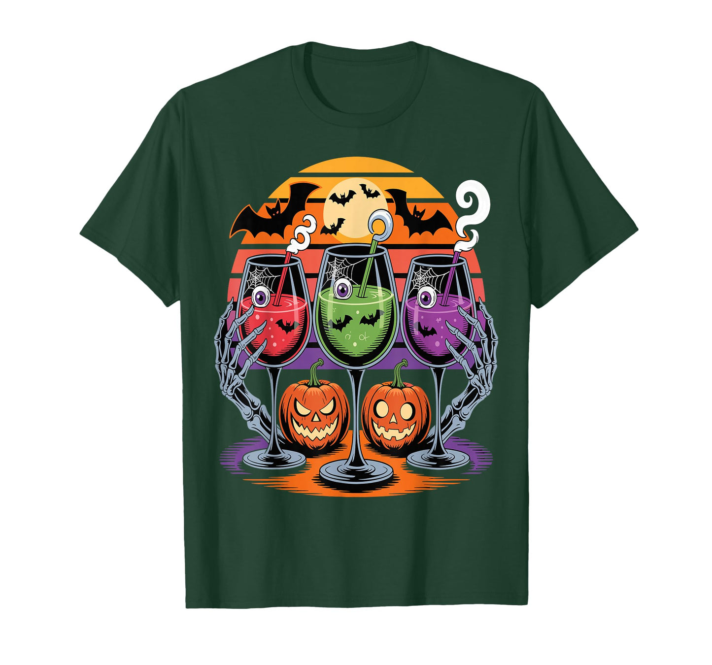 Glasses of Wine Halloween Costume Funny Spooky Tee T-Shirt