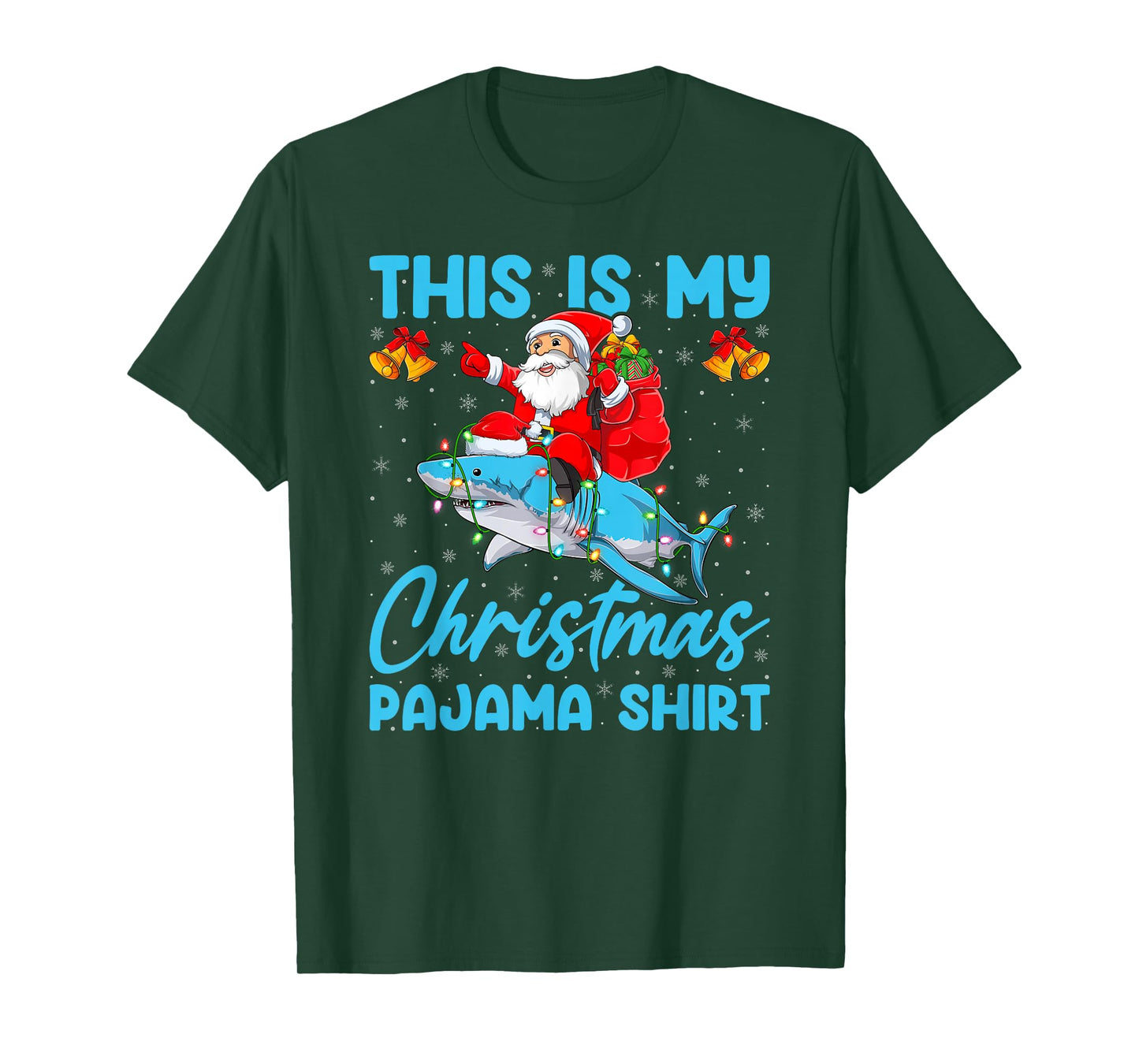 This is My Christmas Pajamas Funny Santa Riding Shark Xmas T-Shirt