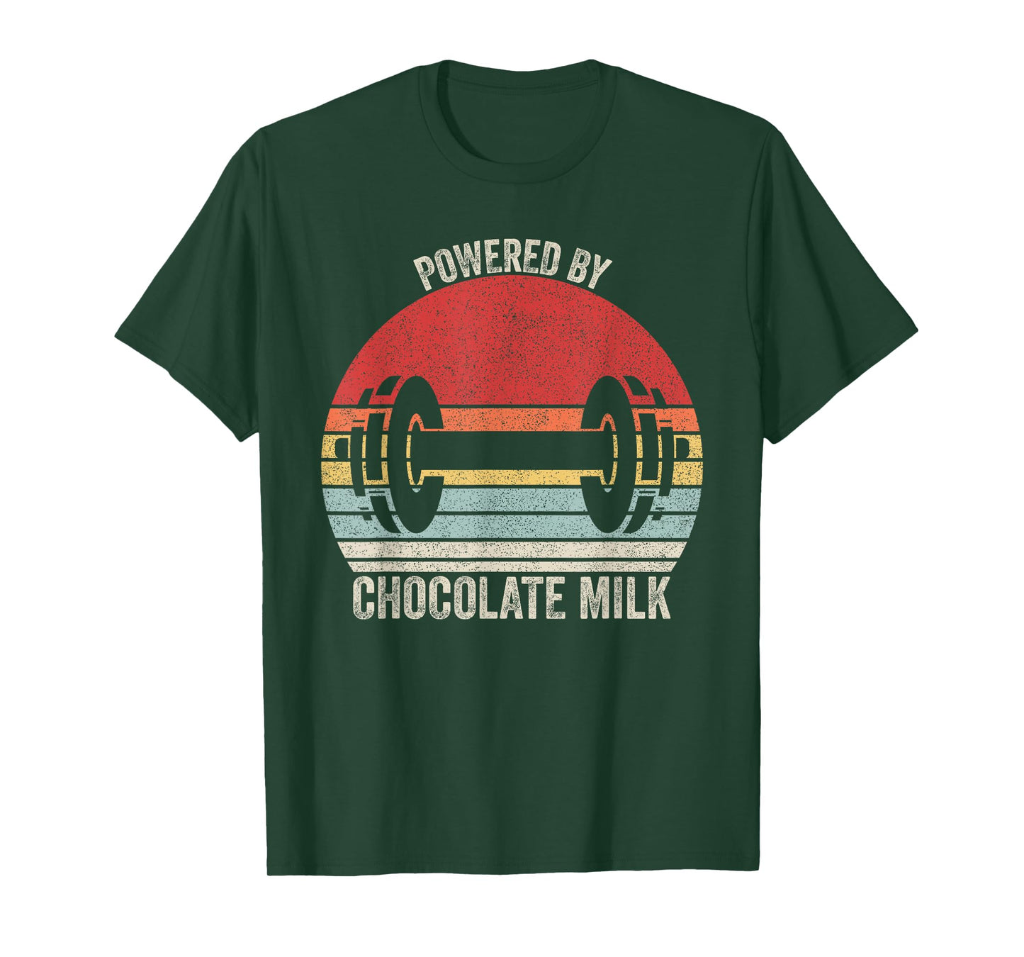 Vintage Retro Powered By Chocolate Milk Shirt Weight Lifting T-Shirt