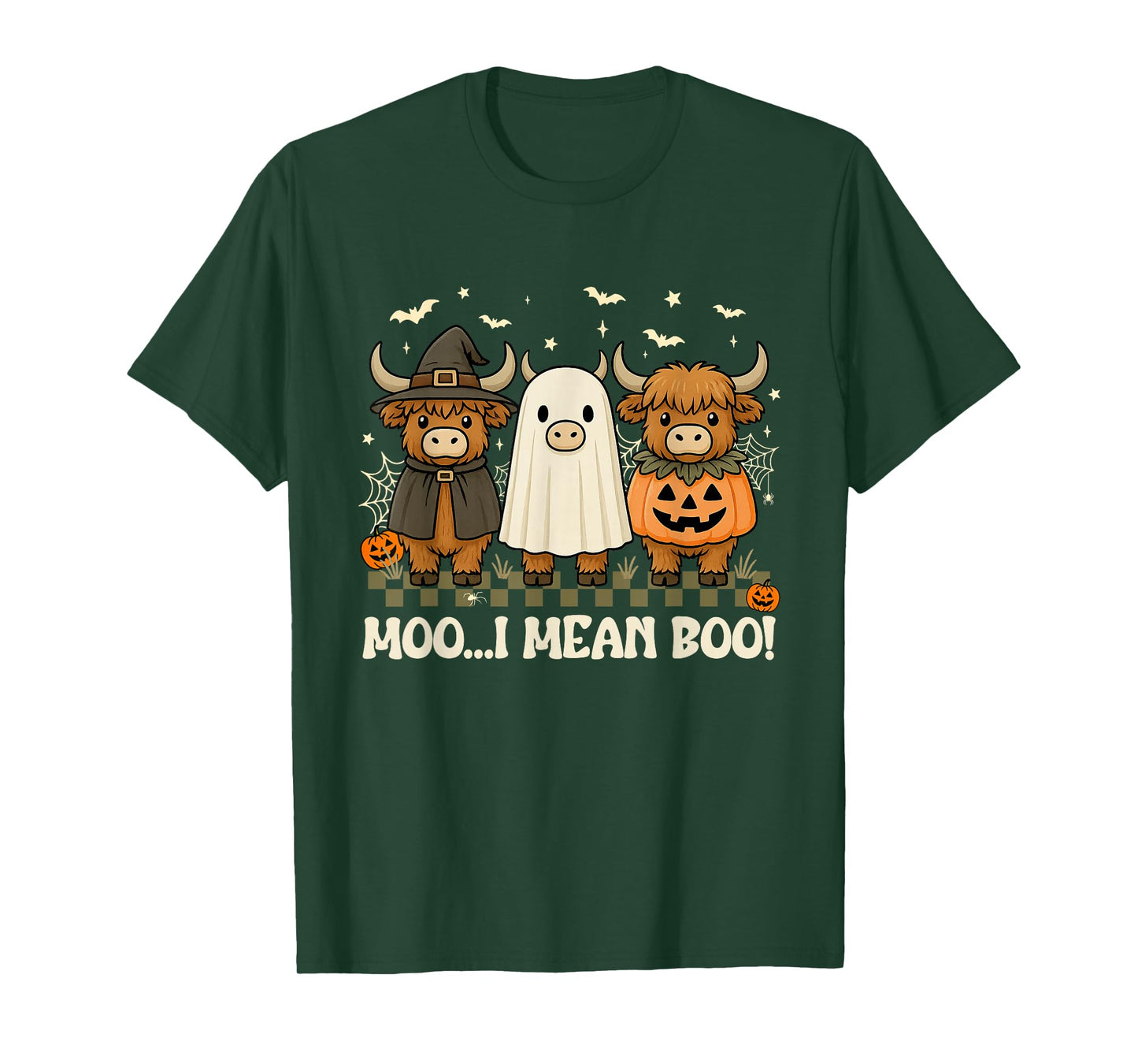 Cow Ghost Witch Pumpkin Moo I Mean Boo Halloween Funny T-Shirt