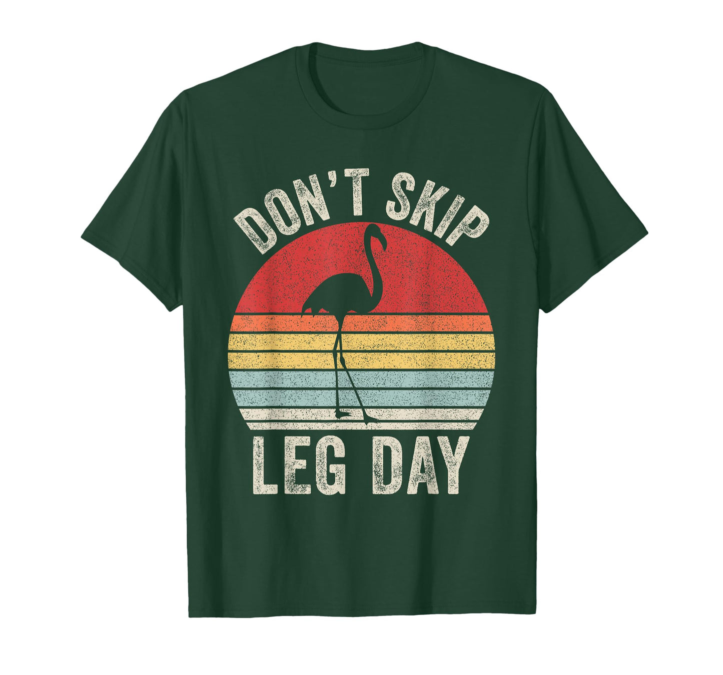 Retro Don't Skip Leg Day Flamingo Workout Gym Fitness T-Shirt