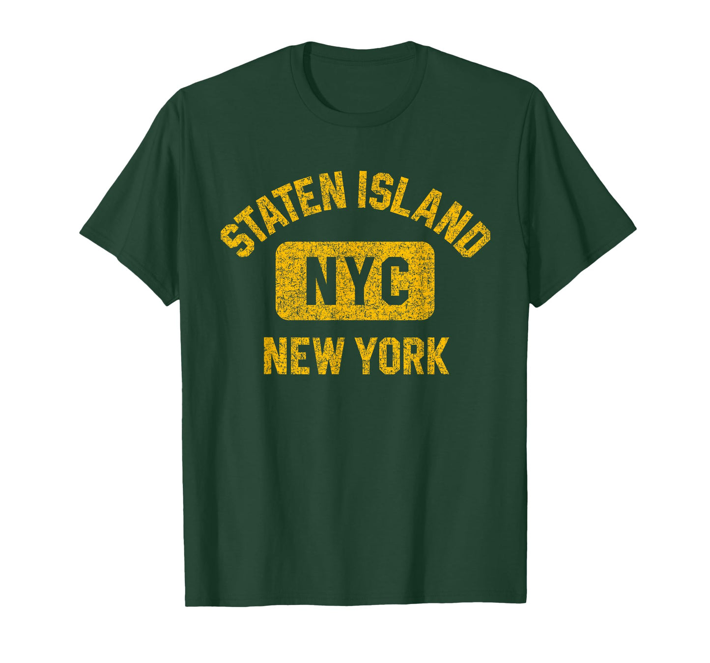 Staten Island NYC Gym Style Distressed Amber Print T-Shirt