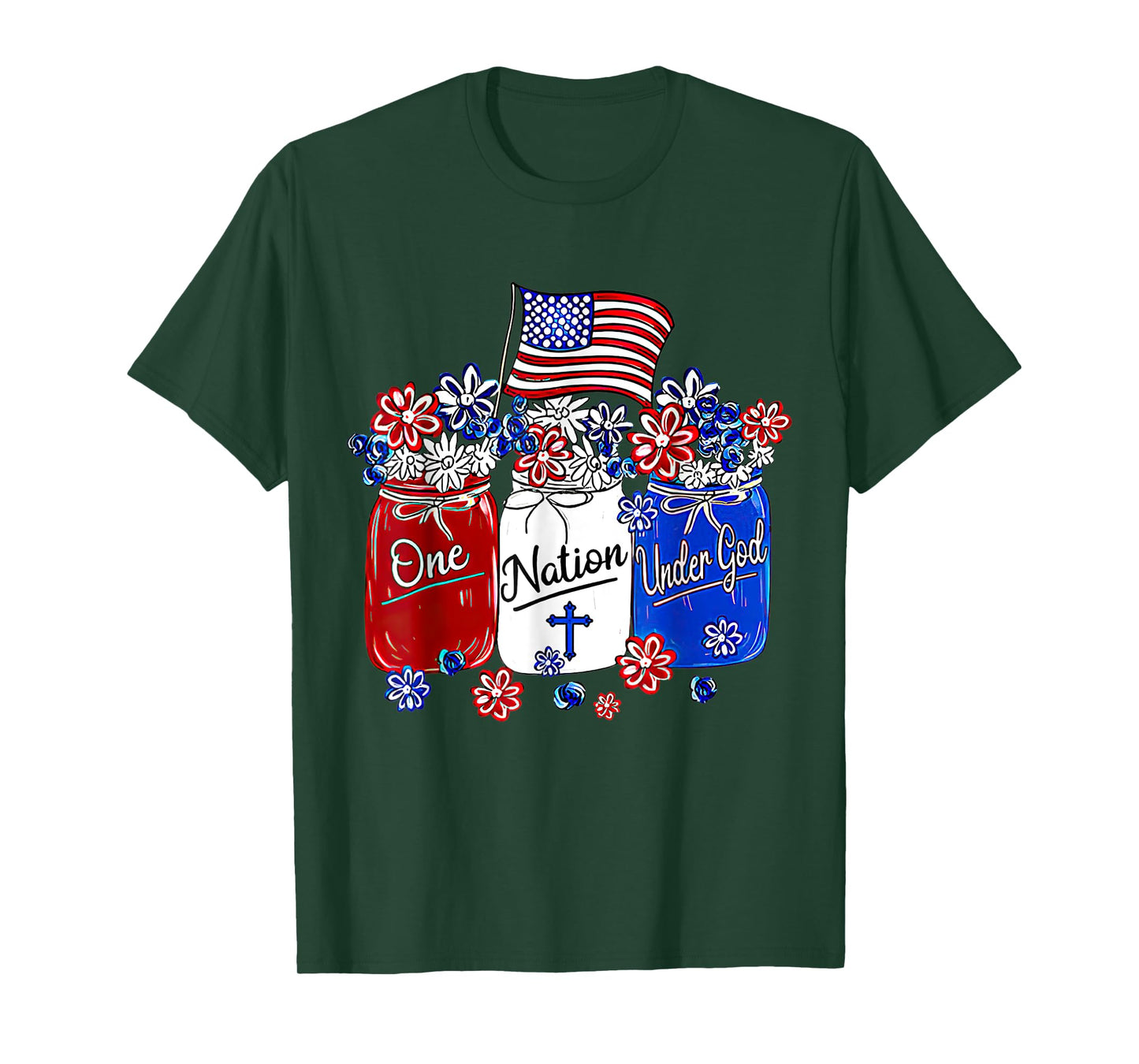 One Nation Under God American Flag Christian Jesus Patriotic T-Shirt for Women Men