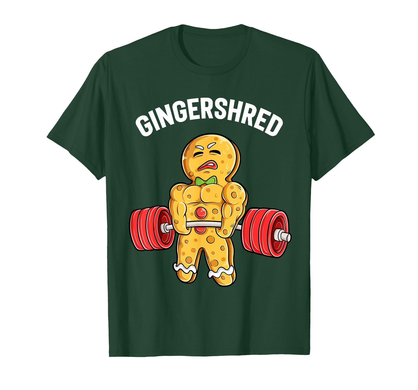 Gingershred Funny Gingerbread Man Gym Bodybuilding Christmas T-Shirt
