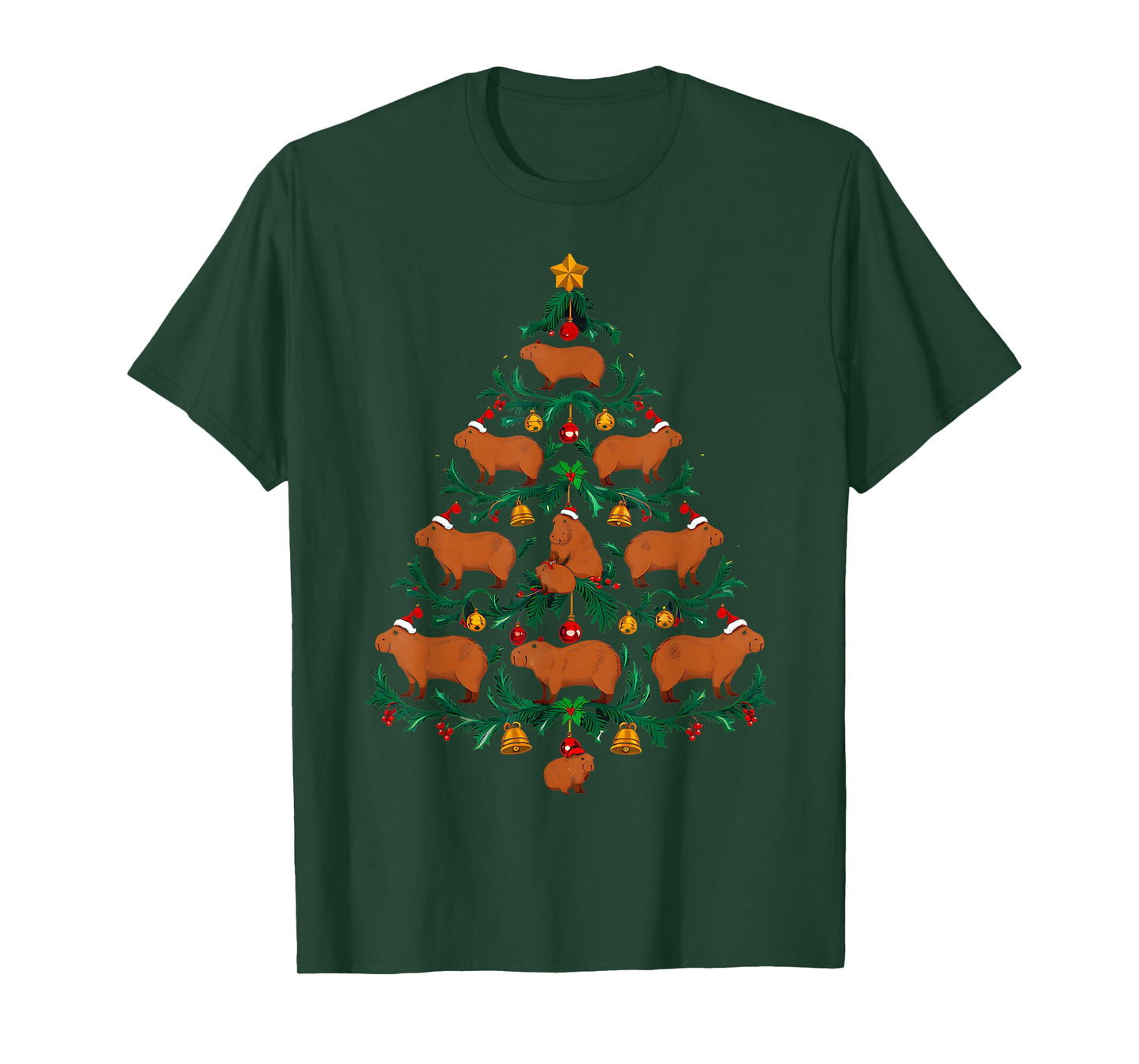 Capybara Christmas Tree Xmas Funny Christmas Capybara T-Shirt