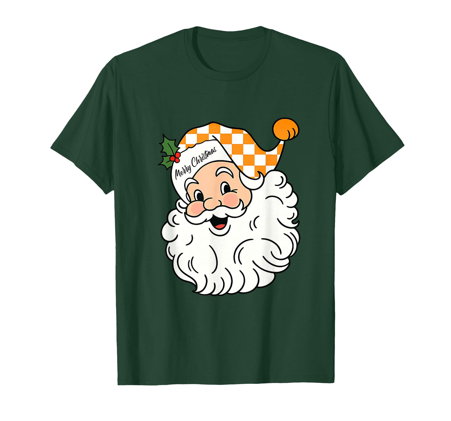Tennessee Merry Christmas Santa Checkerboard Orange & White T-Shirt
