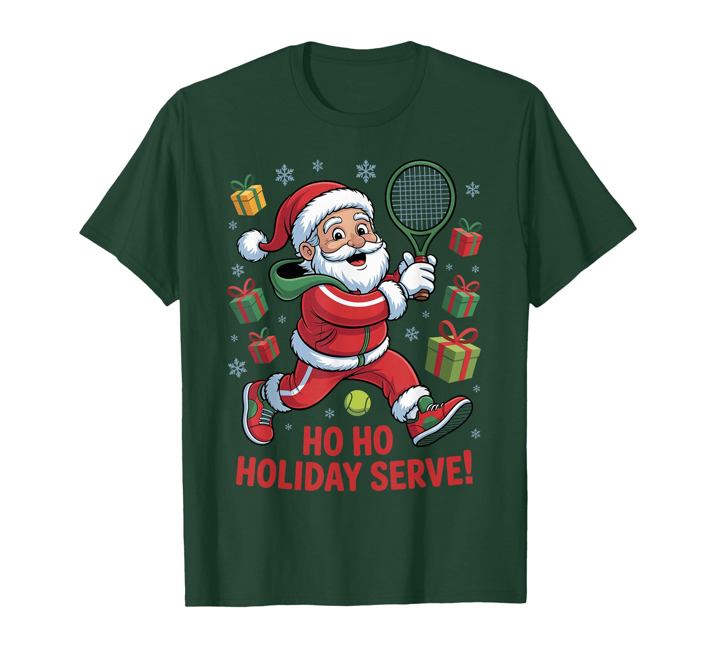 Santa Playing Tennis Funny Holiday Christmas Xmas Pajama T-Shirt
