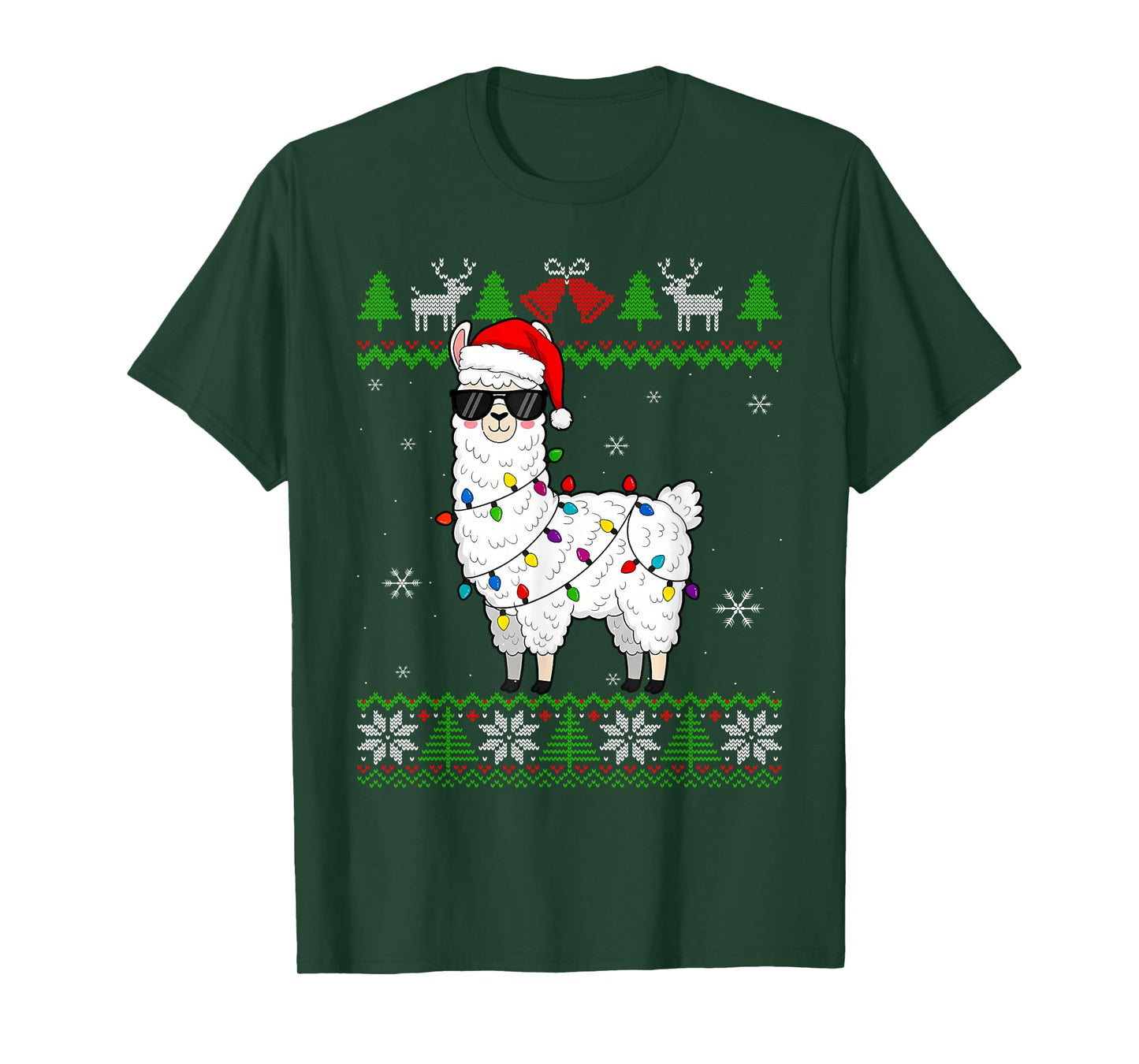 Christmas Llama Santa Hat Ugly Xmas Tree Alpaca T-Shirt