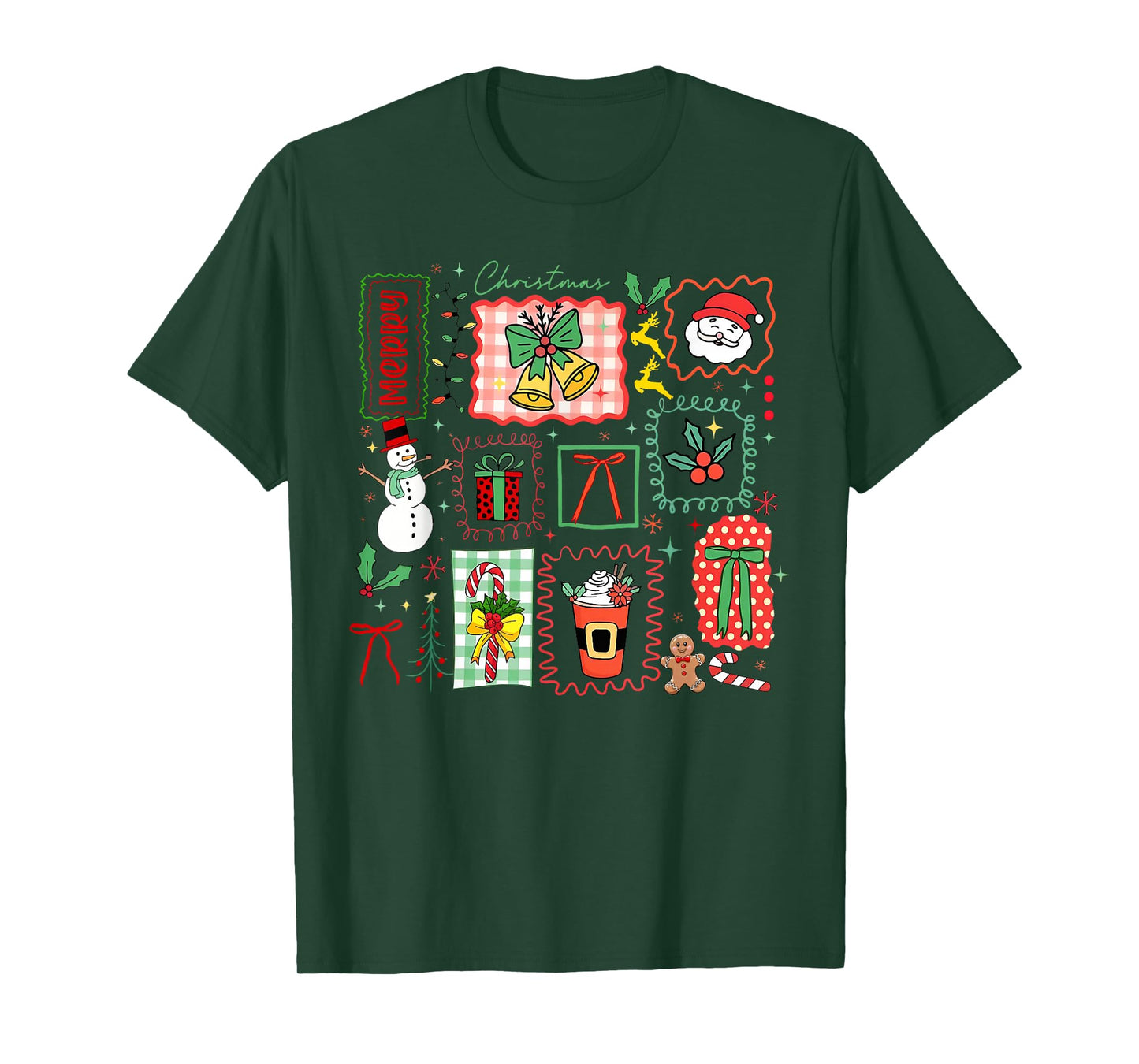 Coquette Bow Merry Christmas Xmas Santa Squad Holiday Funny T-Shirt