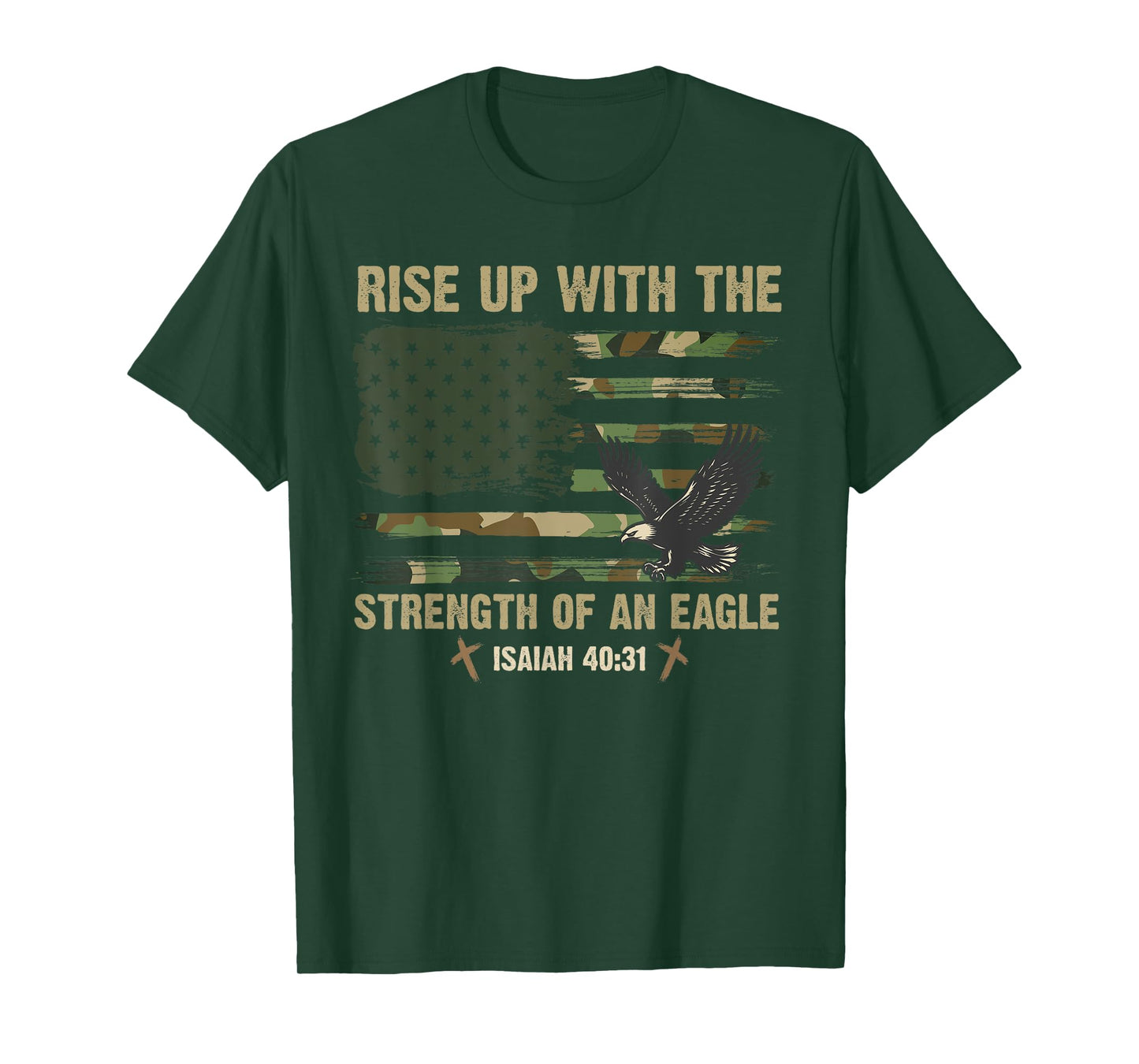 Rise Up With The Strength Of An Eagle USA Camo Flag Jesus T-Shirt
