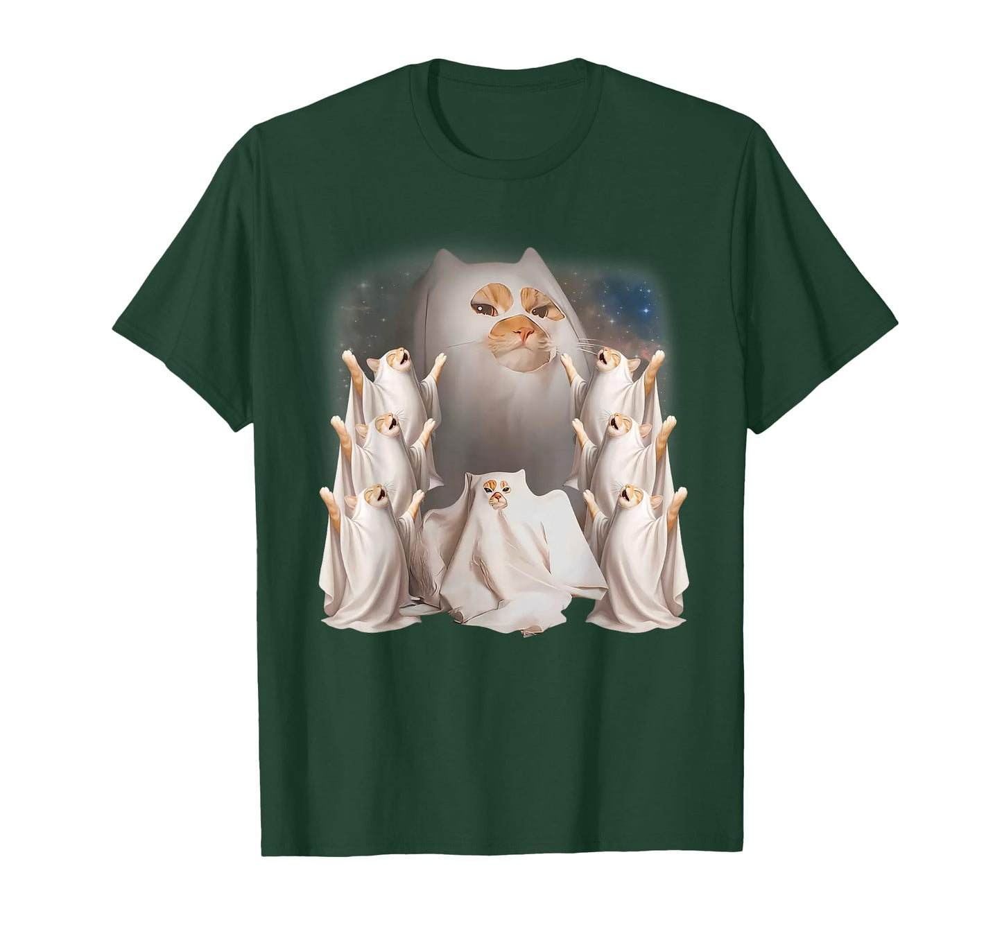 Vintage Ghost Cat Meme Funny Halloween Men Women Kids T-Shirt