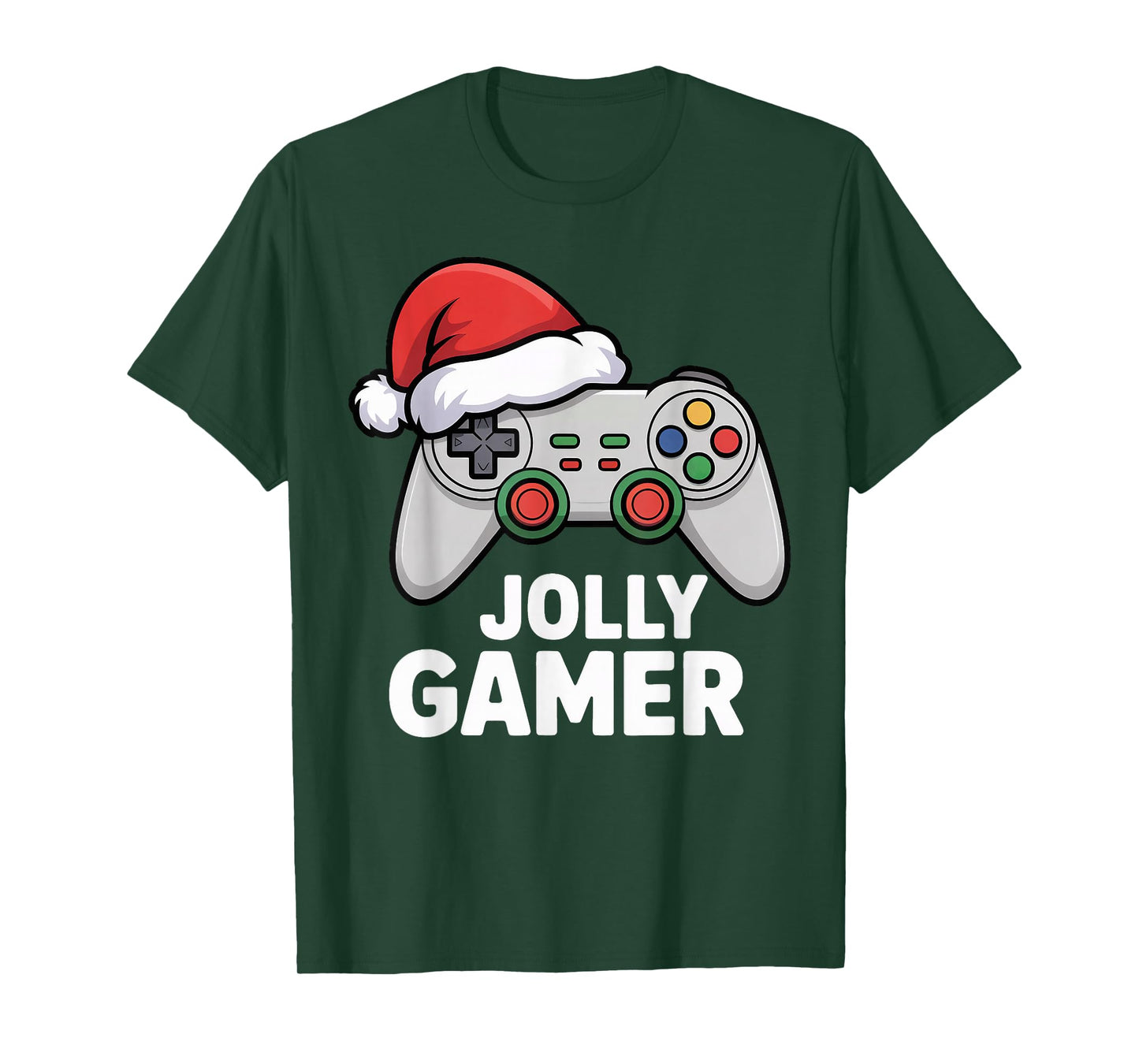 Jolly Gamer Controller with Santa Hat Christmas Video Game T-Shirt