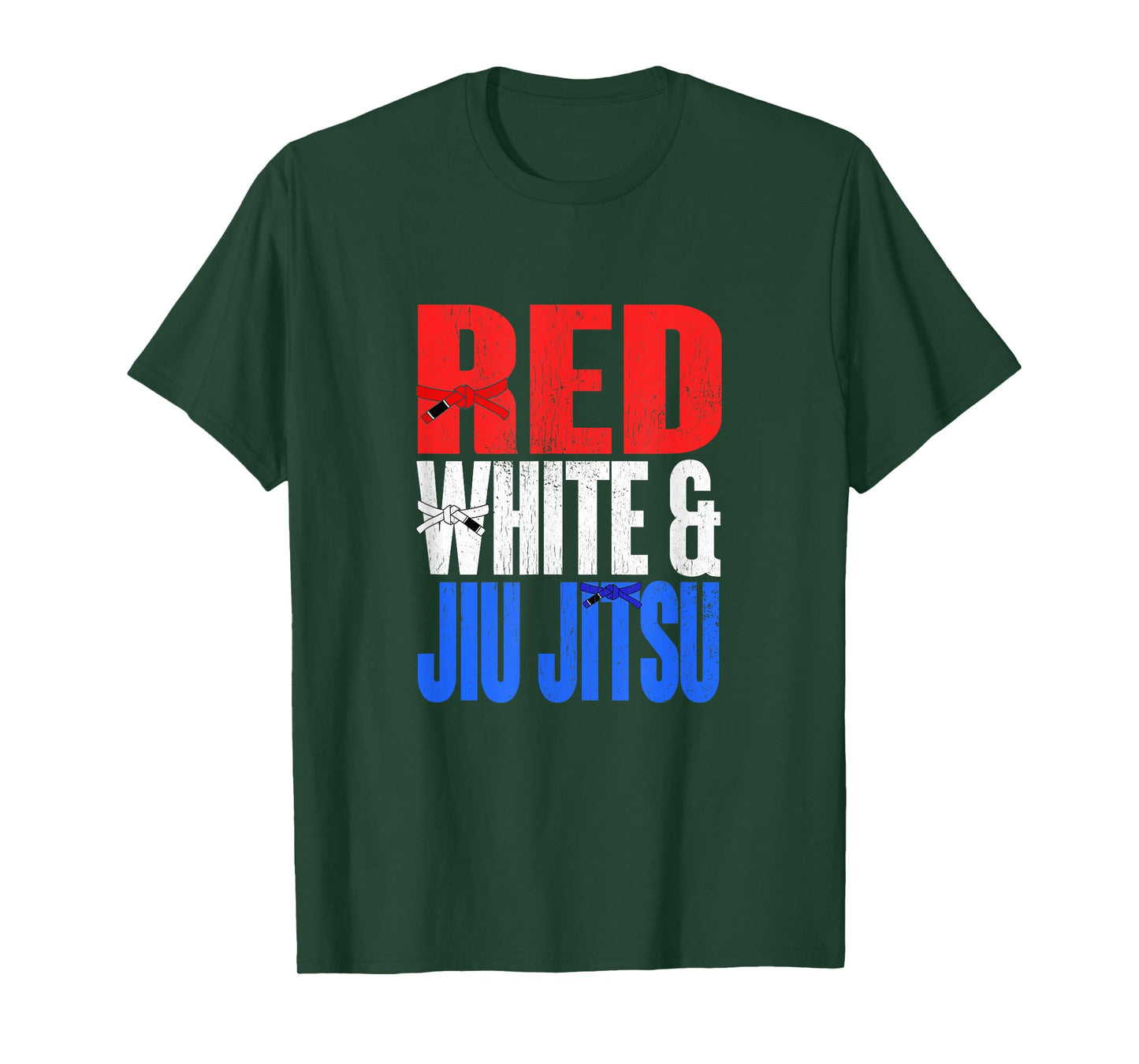 Red White and Jiu Jitsu Belt Patriotic Flag USA T-Shirt