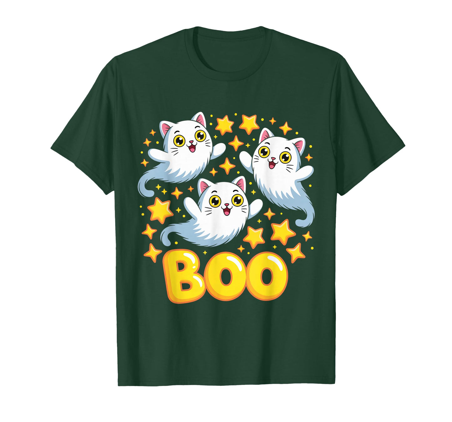 CAT Ghost Boo Cute Kitty Cats Lover Halloween Women Men T-Shirt
