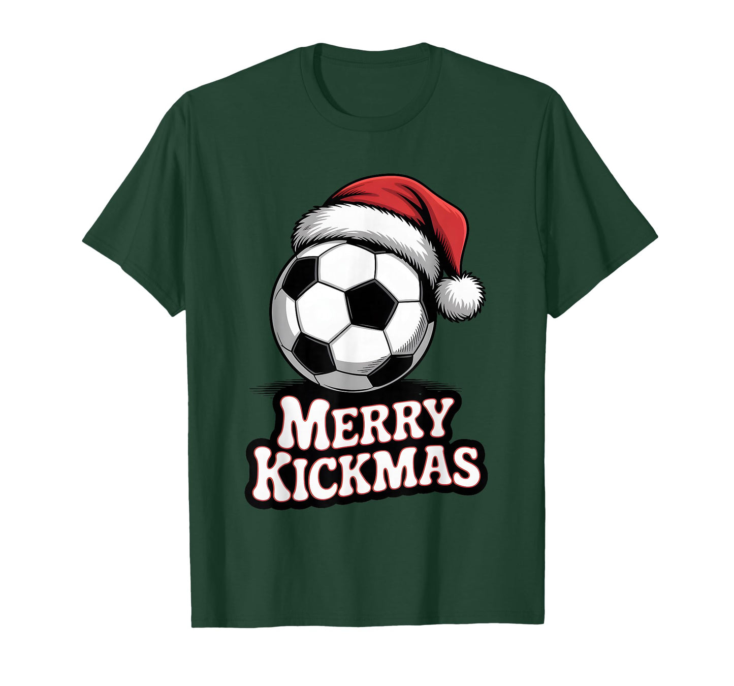 Merry Kickmas Christmas Funny Santa Soccer Ball Graphic T-Shirt