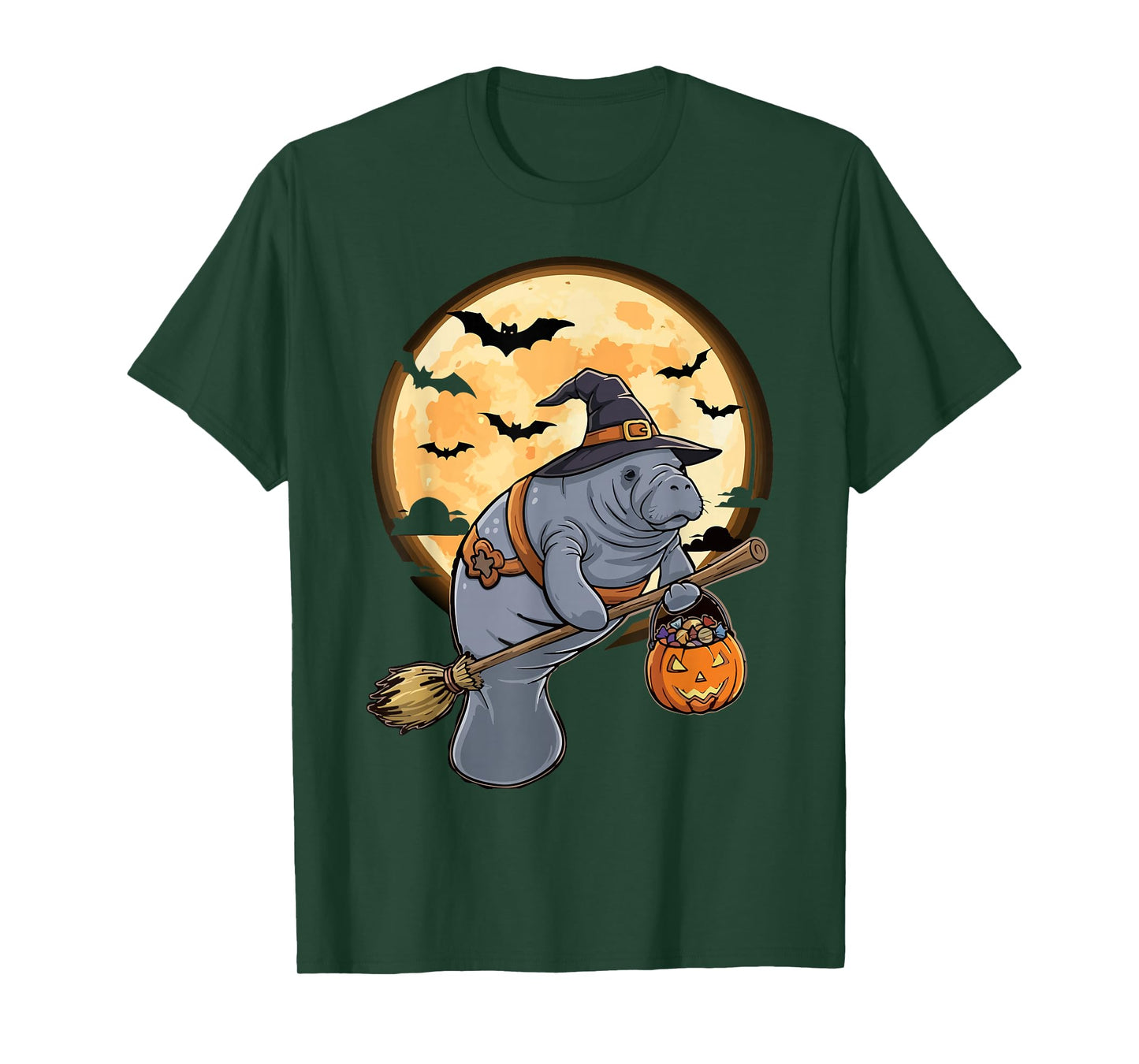 Funny Manatee Lovers Hat Pumpkin for Kids Manatee Halloween T-Shirt