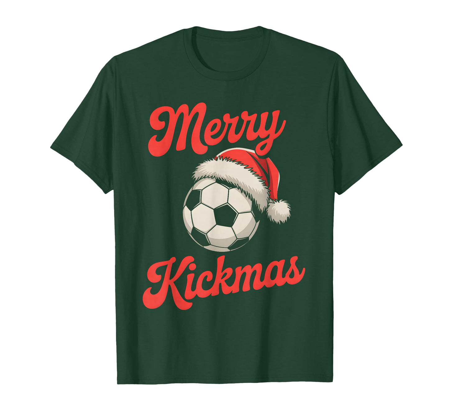 Merry Kickmas Christmas Funny Santa Soccer Ball Graphic T-Shirt