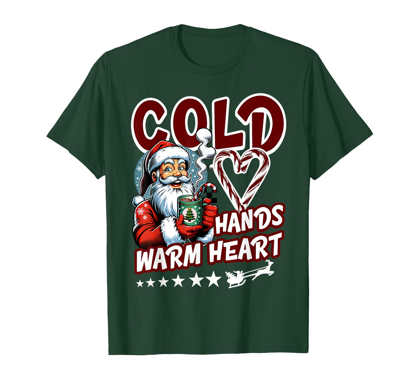 Cold Hands and Warm Heart Santa Funny Winter Christmas T-Shirt
