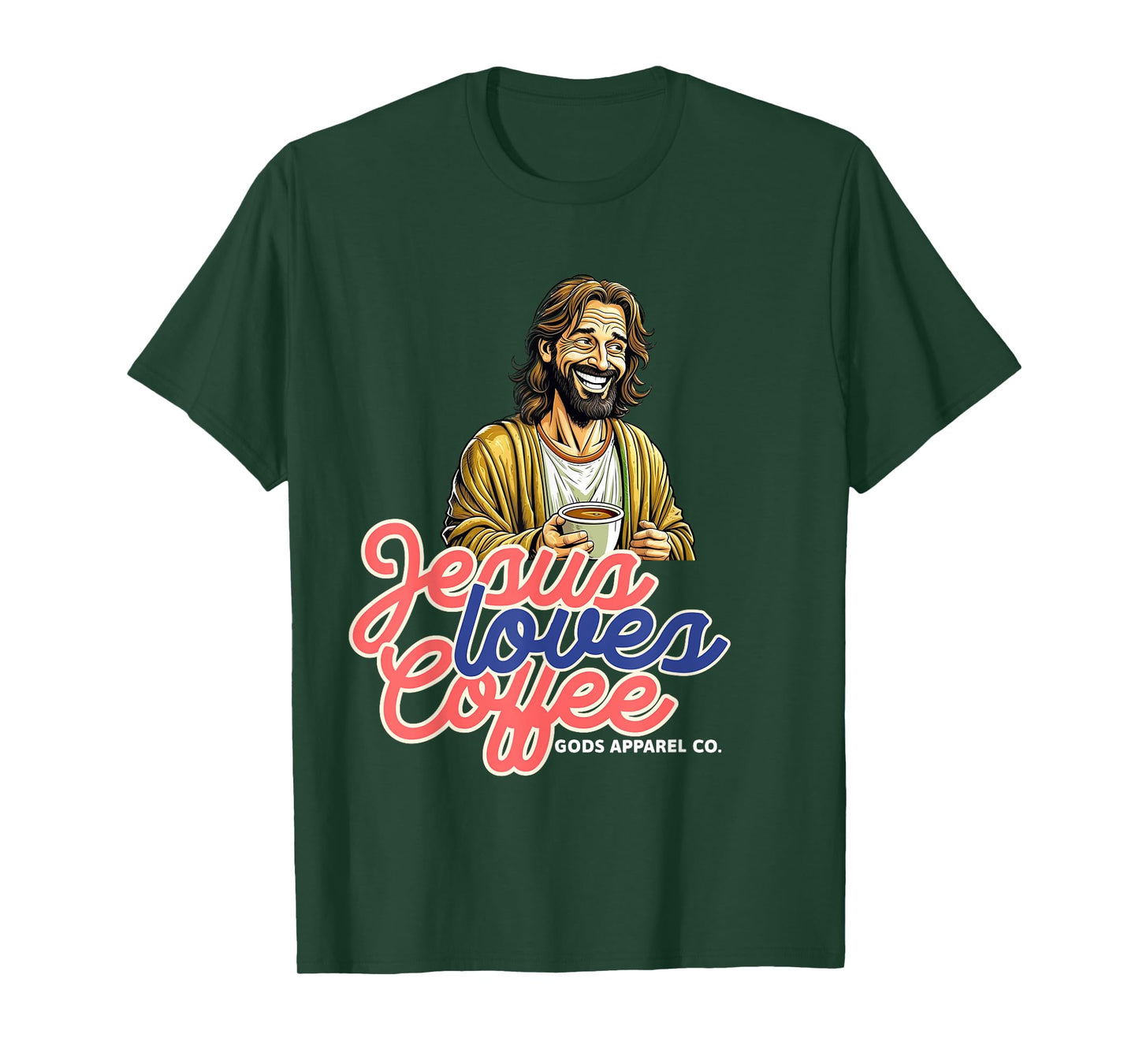 Laughing Jesus with a Coffee Mug Christian Coffee Lover T-Shirt