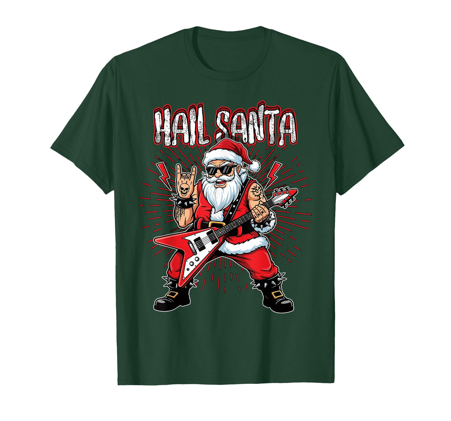 Hail Santa Death Metal Pagan Solstic Santa Guitar Rocker T-Shirt