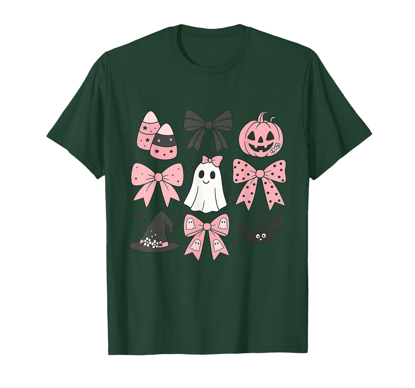 Cute Pink Halloween Ghost Pumpkin Bow Design T-Shirt