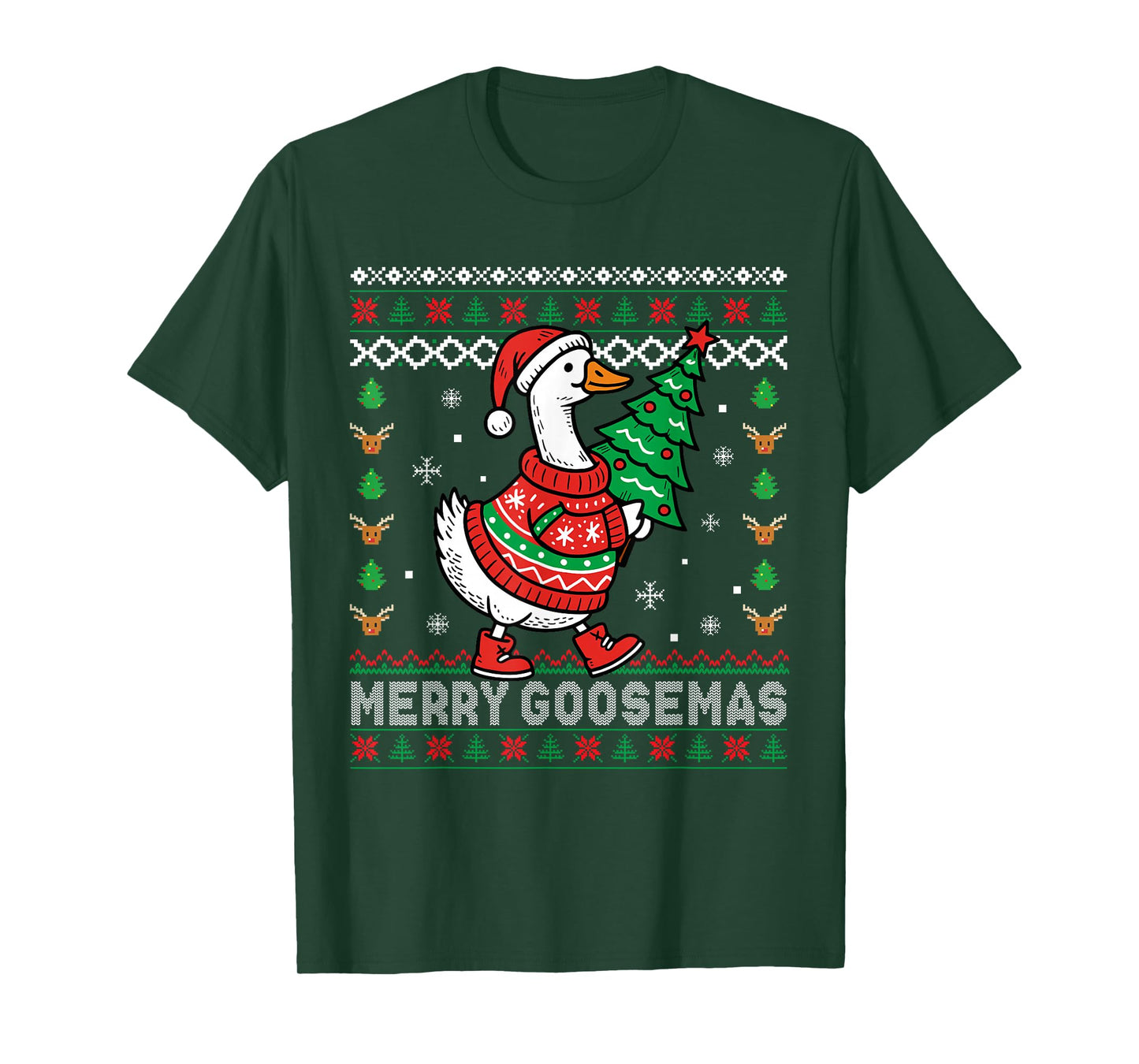 Merry Goosemas Christmas Funny Family Ugly Xmas Men Women T-Shirt