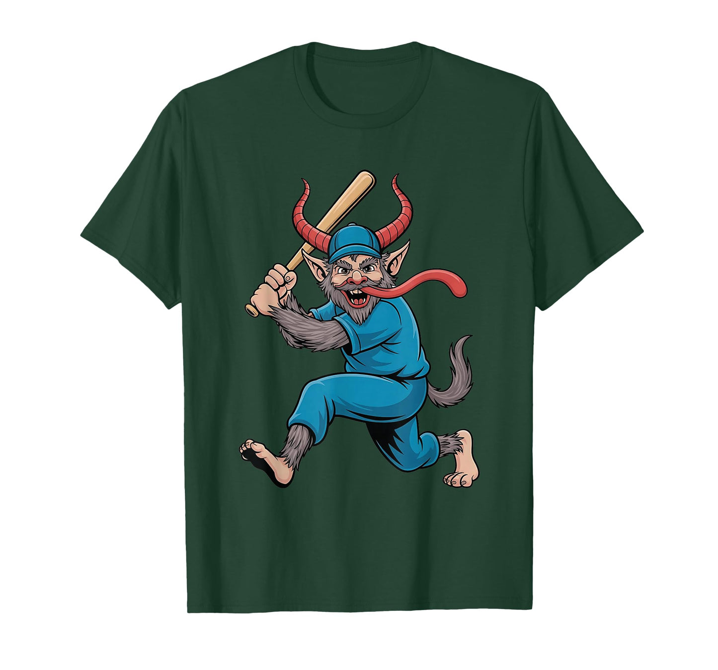 Evil Krampus Playing Baseball Santa Claus Christmas Sport T-Shirt