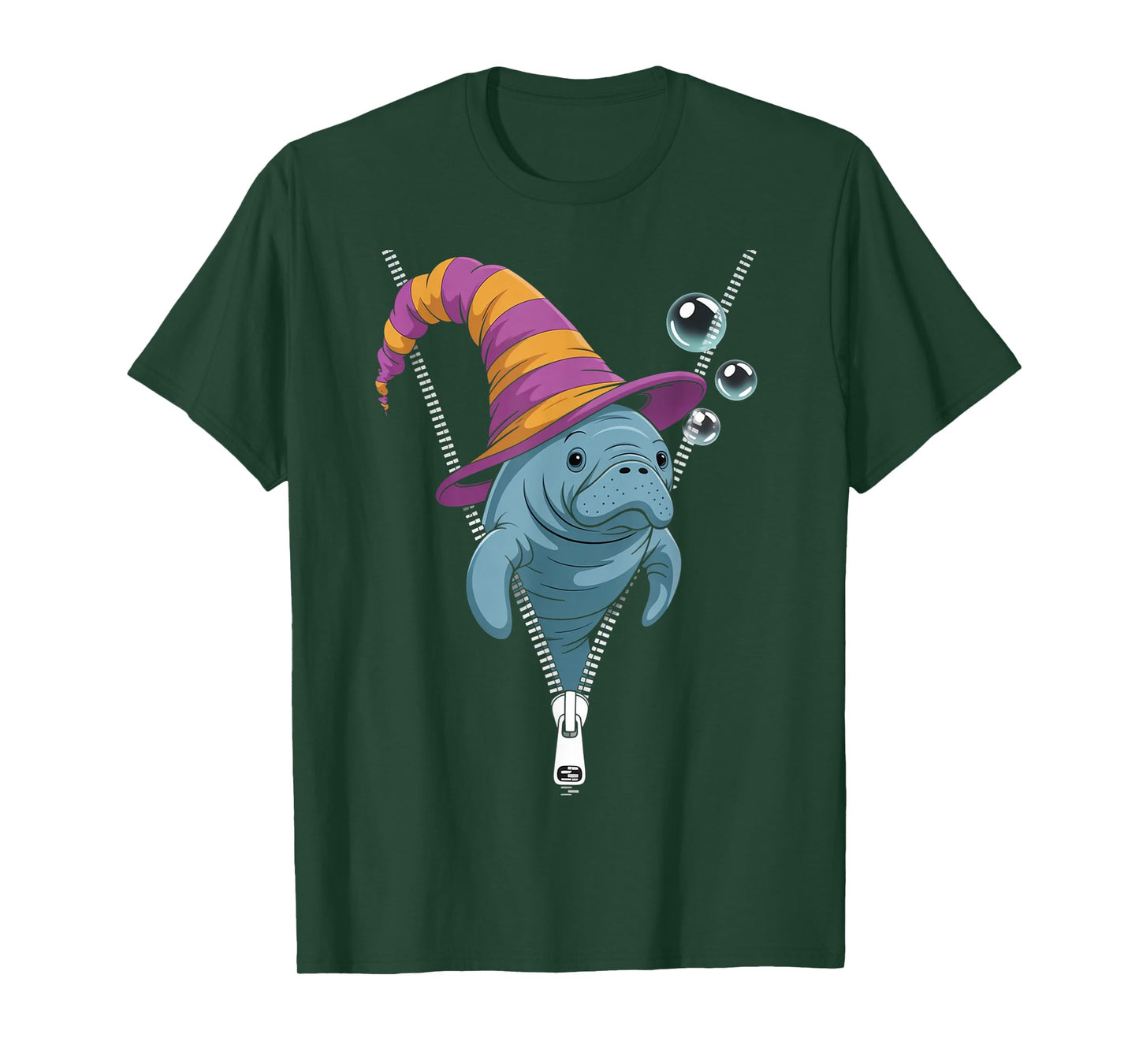 Funny Manatee Peeking Out Zipper Halloween Costume T-Shirt