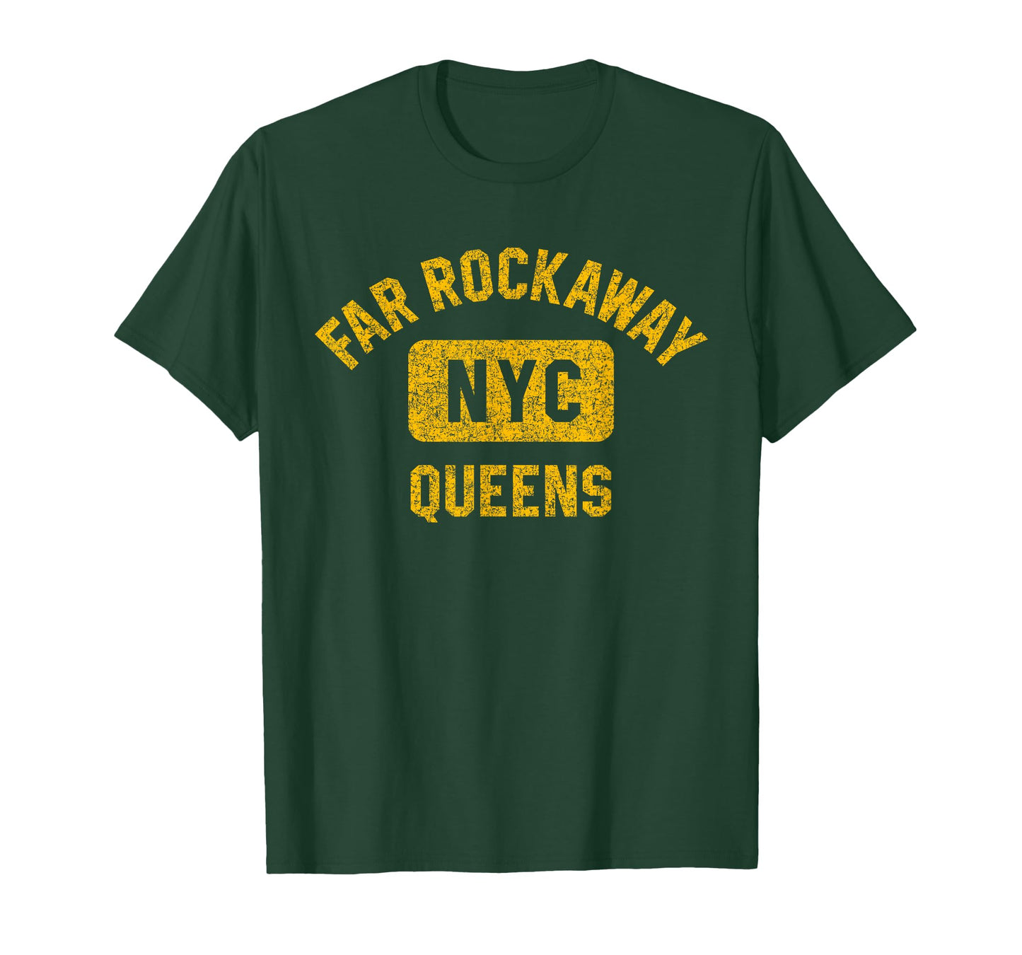 Far Rockaway Queens NYC Gym Style Distressed Amber Print T-Shirt