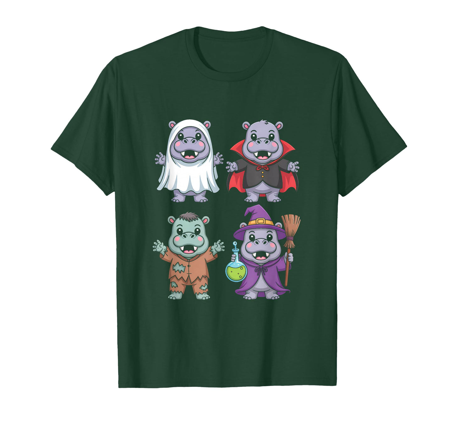 Hippo Ghost Witch Zombie Halloween Costume T-Shirt