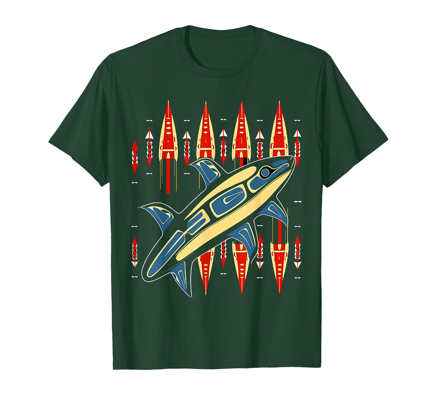 Orca Fish in Salish Coast Native American Art Style T-Shirt