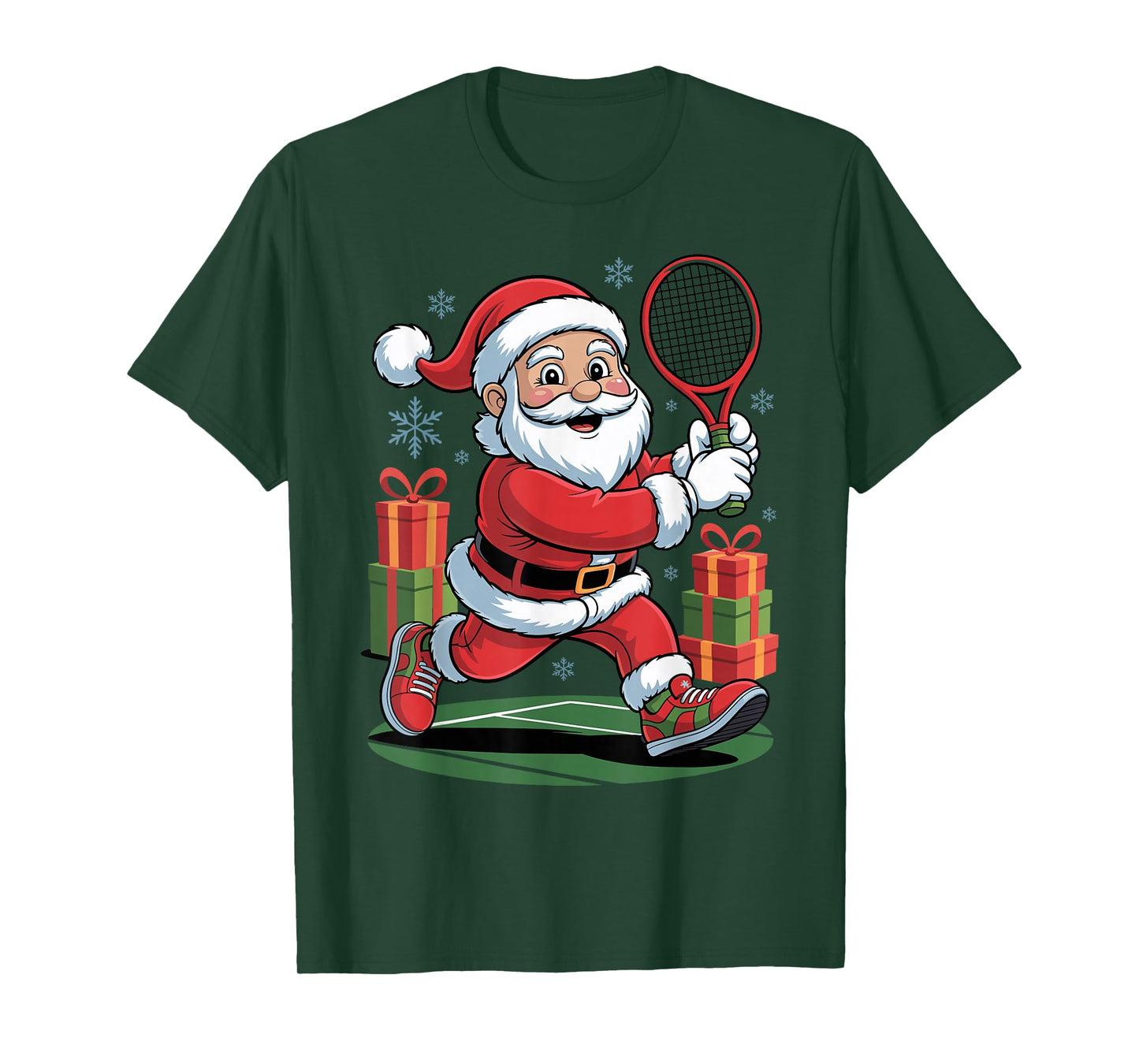 Santa Playing Tennis Funny Christmas Xmas Holiday Pajama T-Shirt