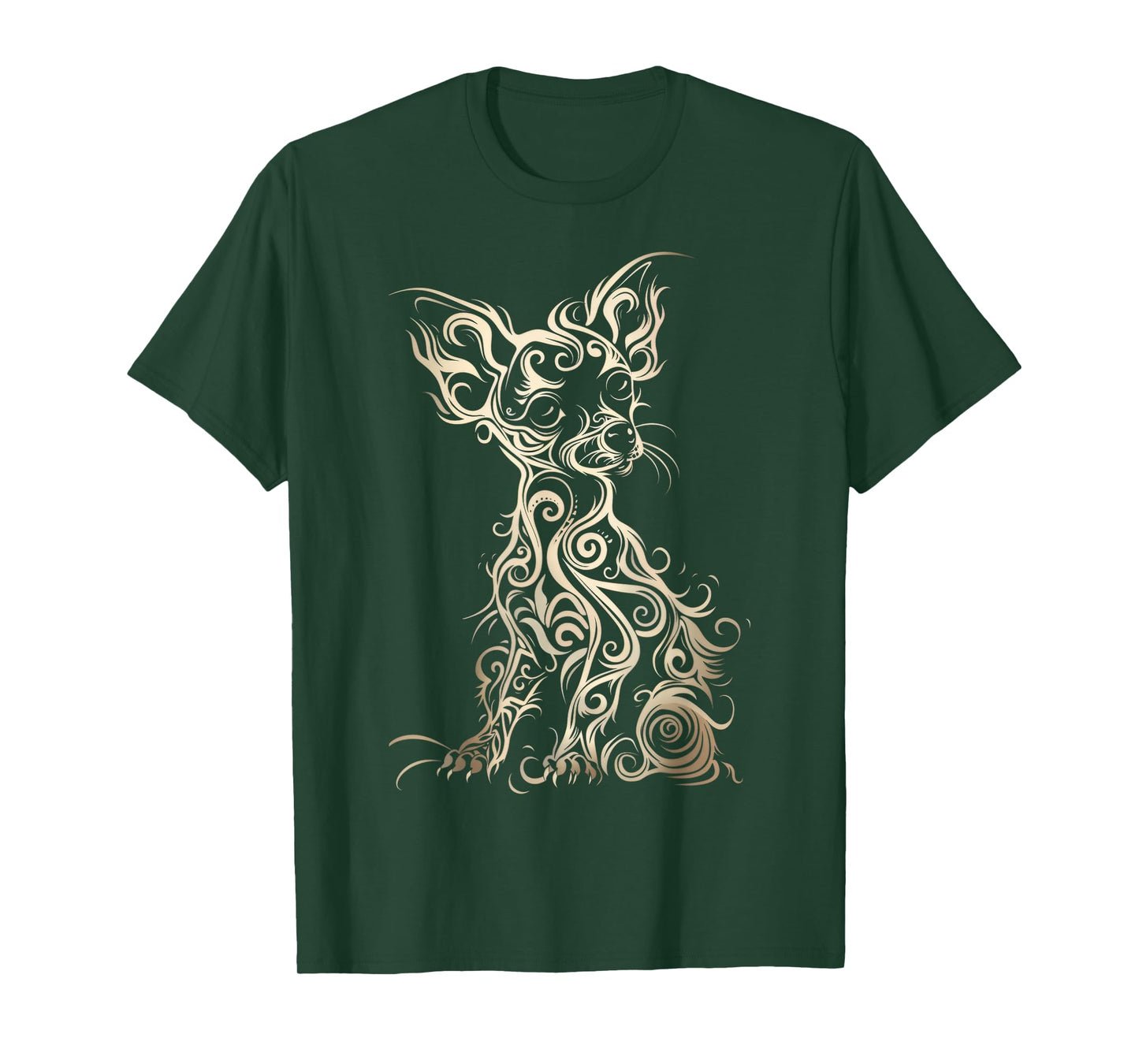 LumaThread Chiweenie Tribal Vintage Retro Graphic T-Shirt, Small, Black