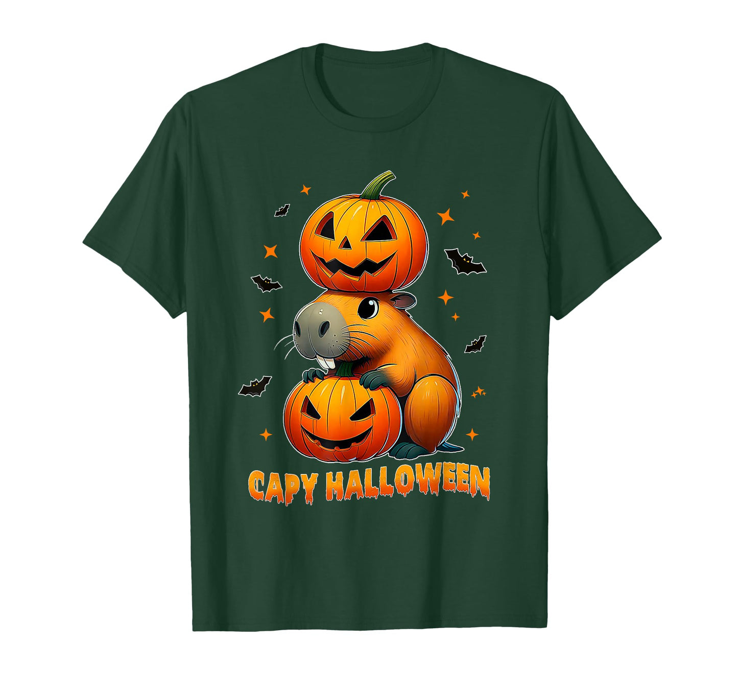 Capy Halloween Funny Cute Capybara Pumpkin Men Women Kids T-Shirt