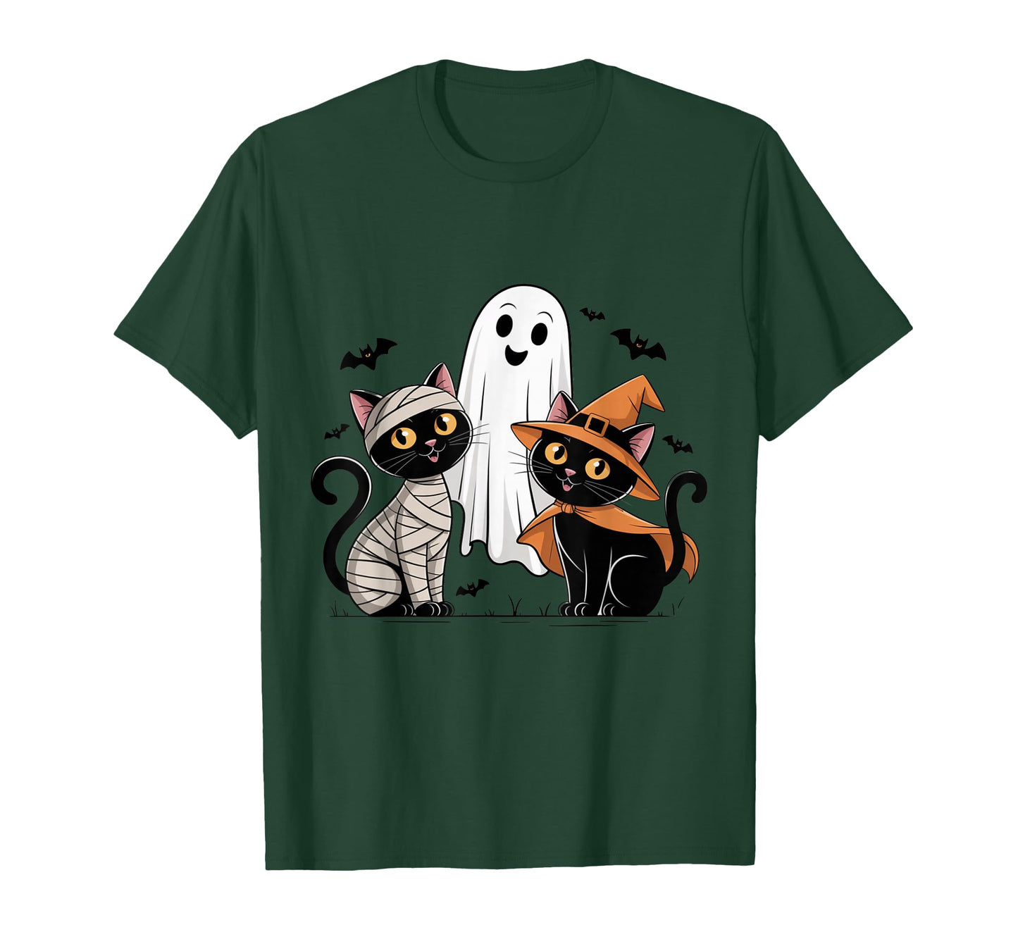 Spooky Black Cat Ghost Witch Halloween Haunted Vibes T-Shirt