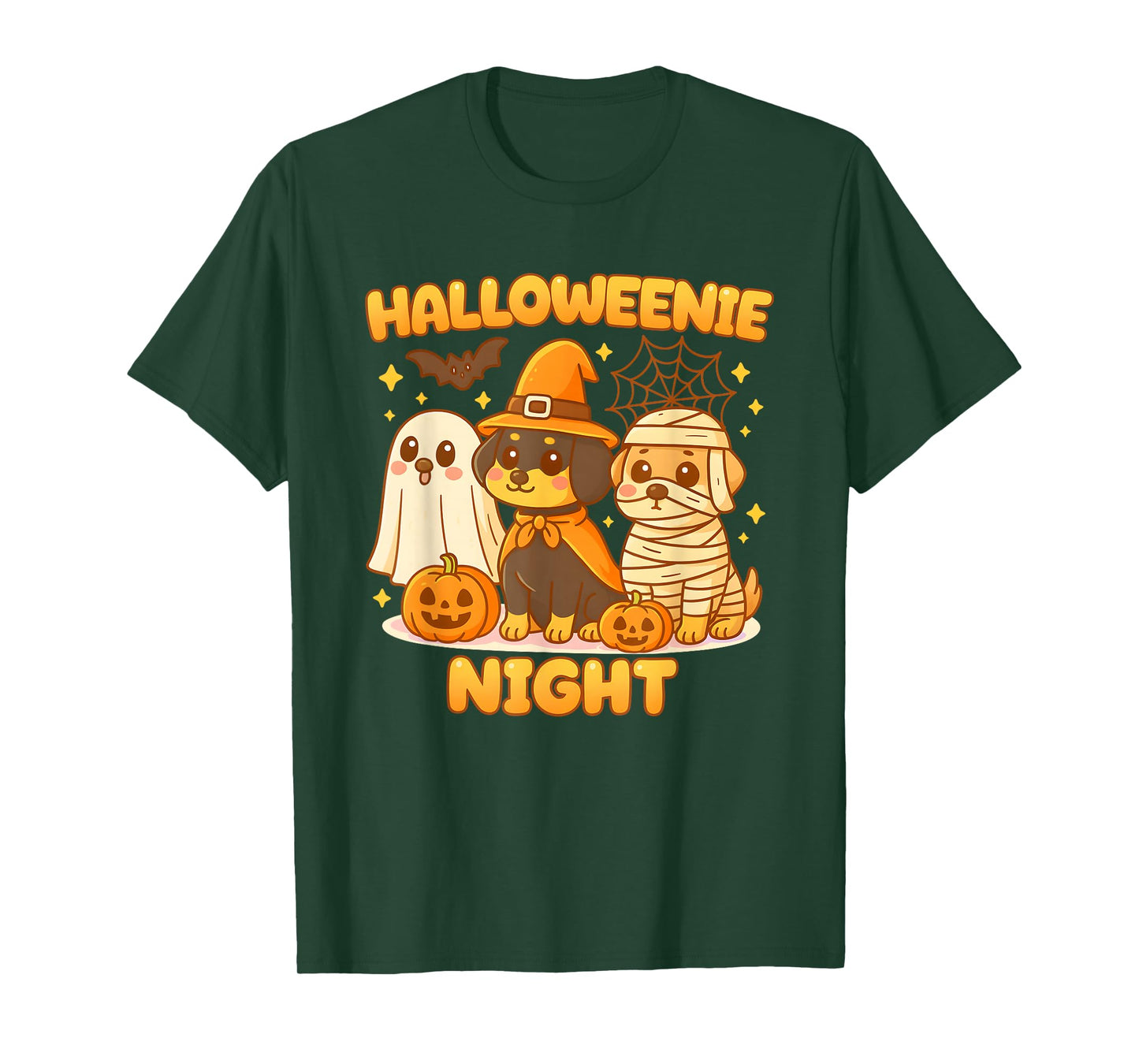 Halloweenie Dachshund Ghost Witch Mummy Funny Halloween Dog T-Shirt