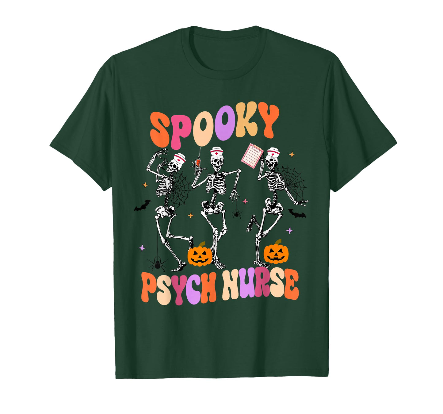 Cute Spooky Psych Nurse Skeleton Psych Nurse Shirt Halloween T-Shirt