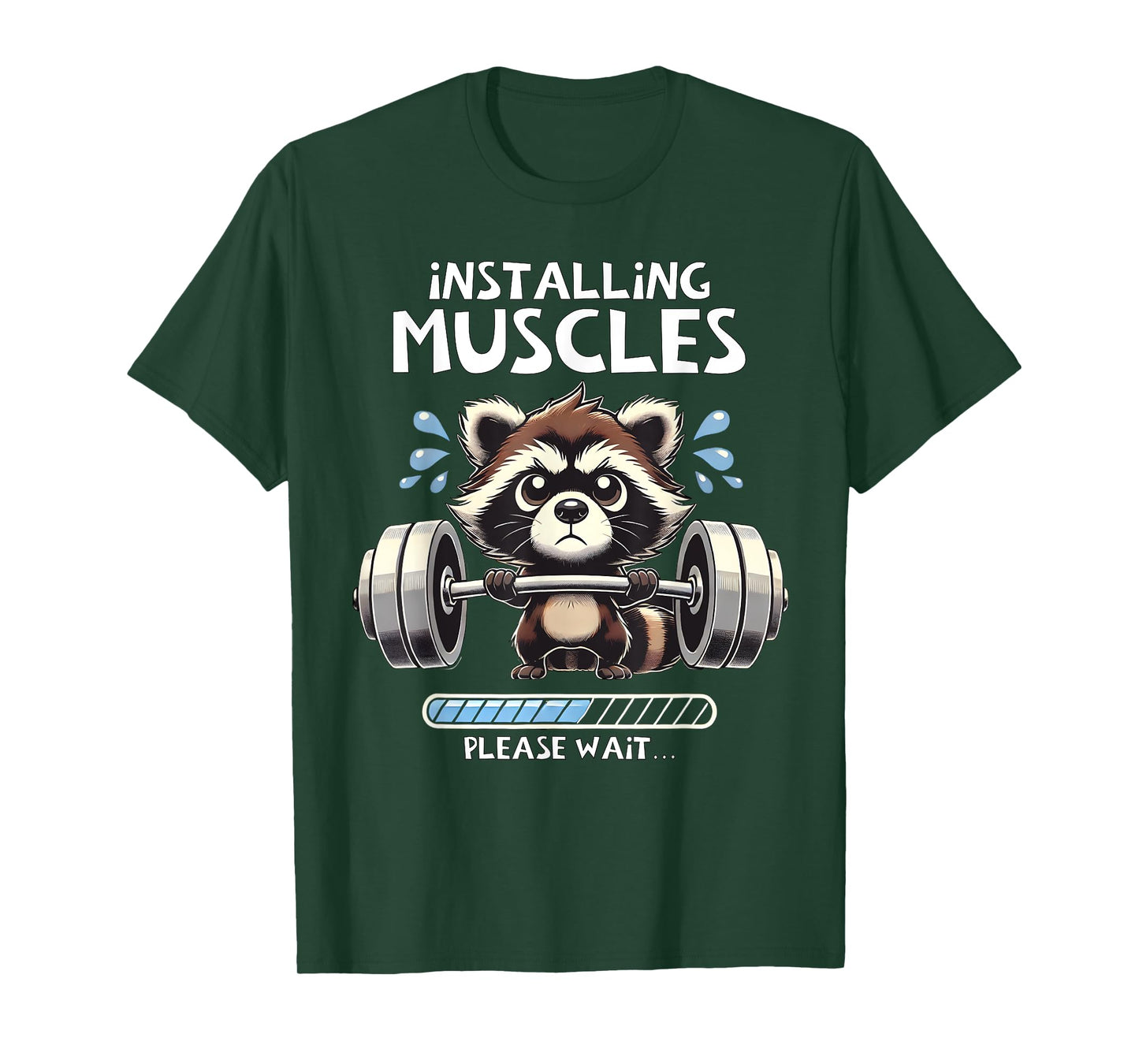 Funny Cute Raccoon Workout Gym Fitness Weightlifting T-Shirt