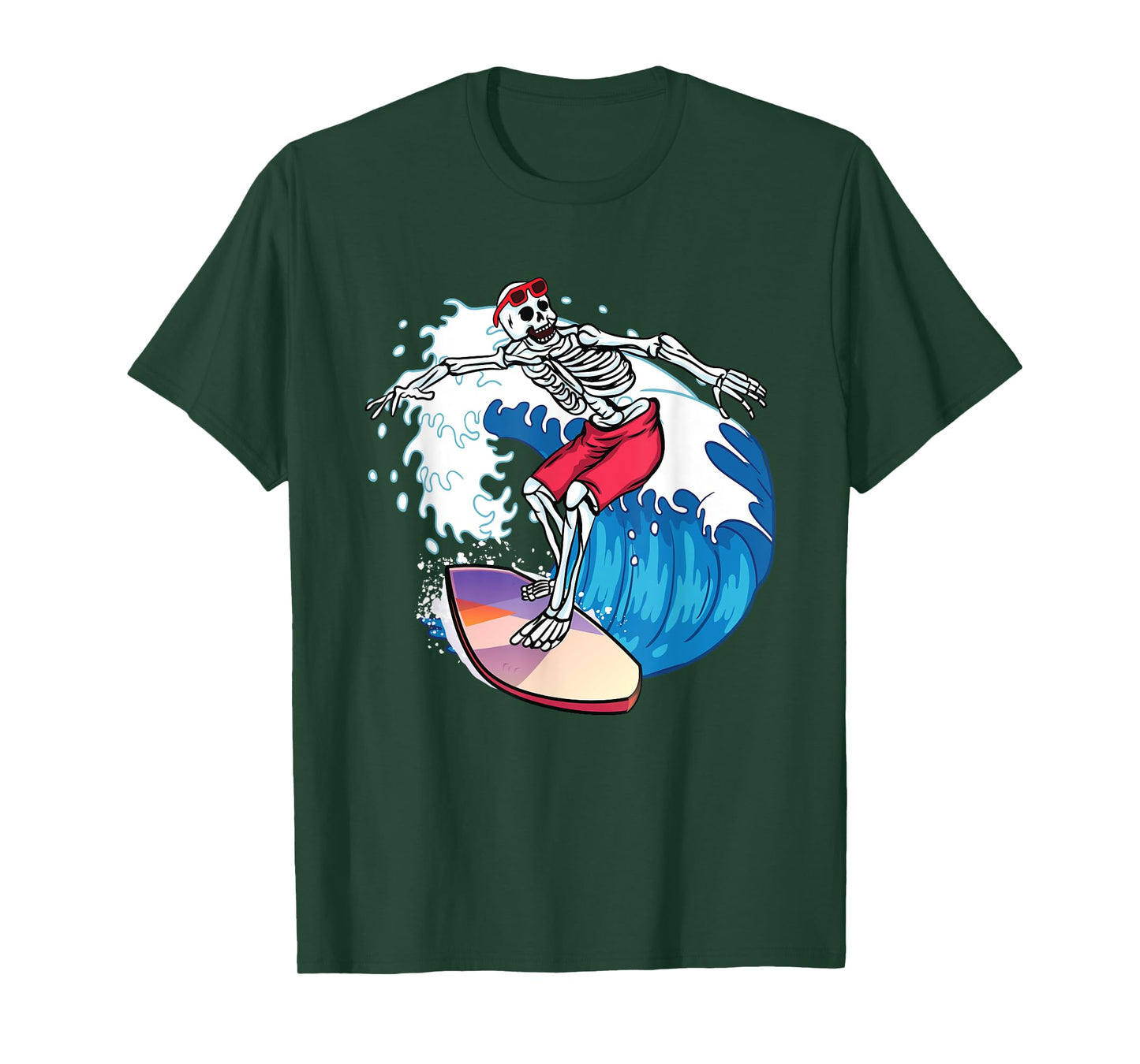 Surfer Skeleton Surfboard Surfing Dude Cool Novelty Graphic T-Shirt