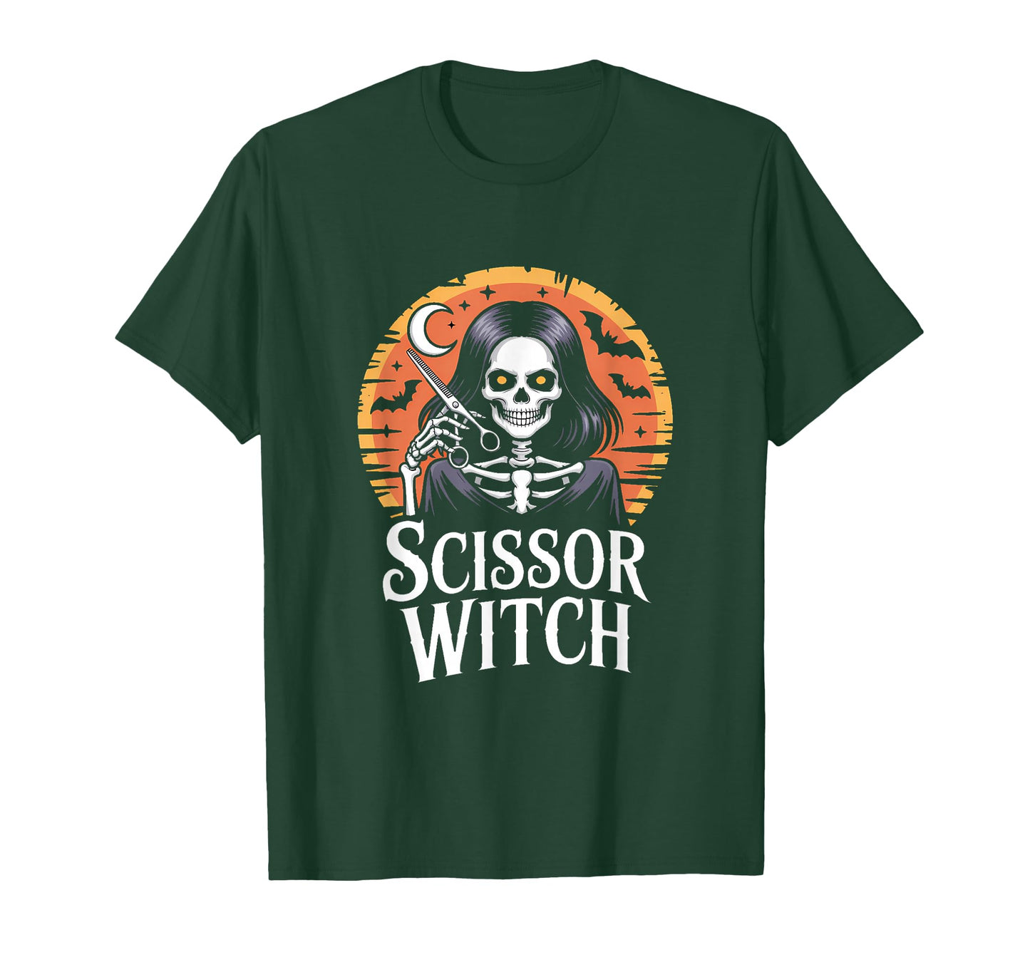 Scissor Witch Design for Tattooed Hairstylist Halloween T-Shirt