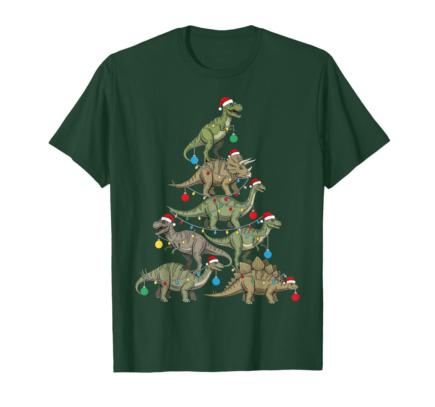 Types of Dinosaurs Christmas Tree Santa Xmas Family Matching T-Shirt