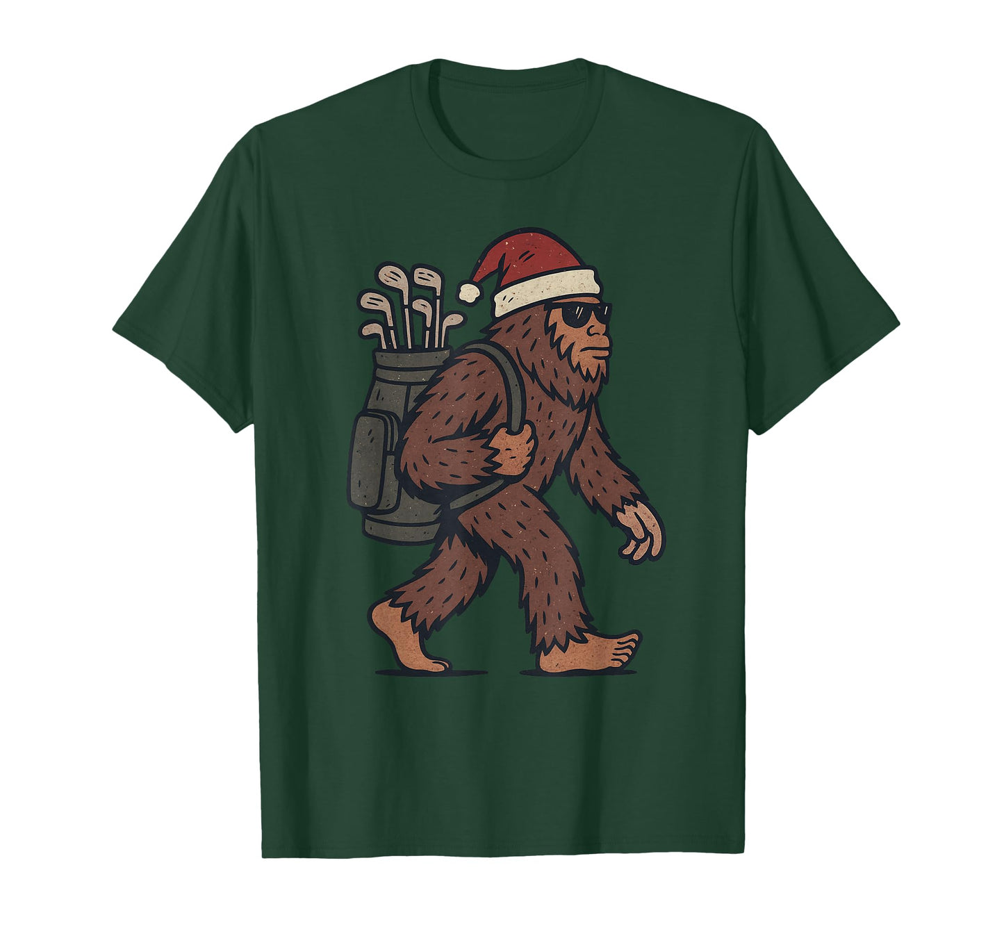 Sasquatch Playing Golf Christmas Vintage Funny Xmas T-Shirt