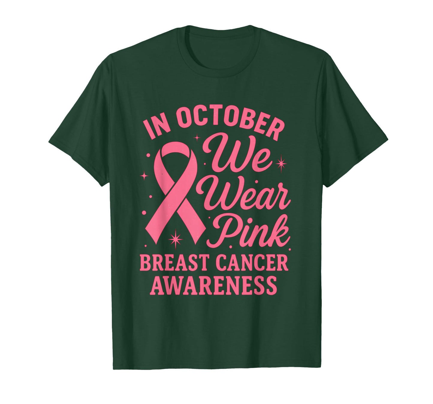 in October We Wear Pink Witch Breast Cancer Awareness T-Shirt
