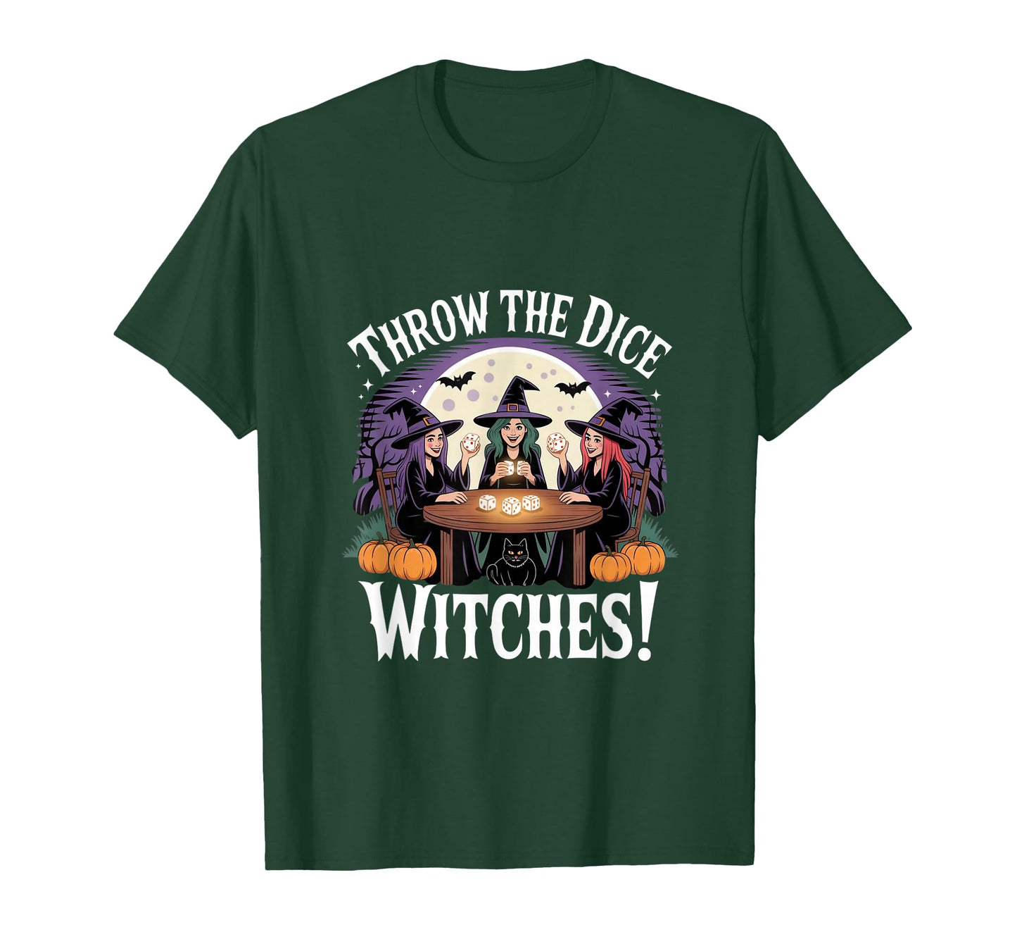 Throw The Dice Witches Funny Halloween Party Bunco Women T-Shirt