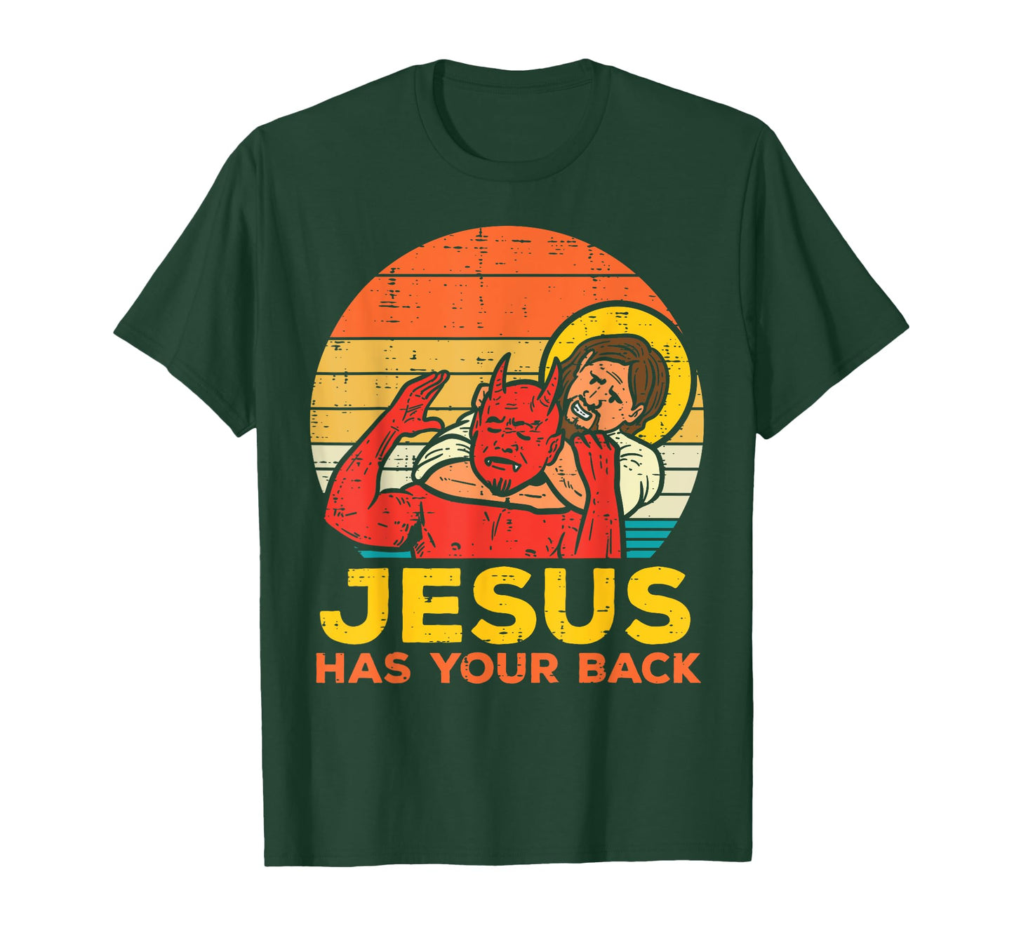 Jesus Has Your Back Jiu Jitsu Retro Christian Men Women Kids T-Shirt