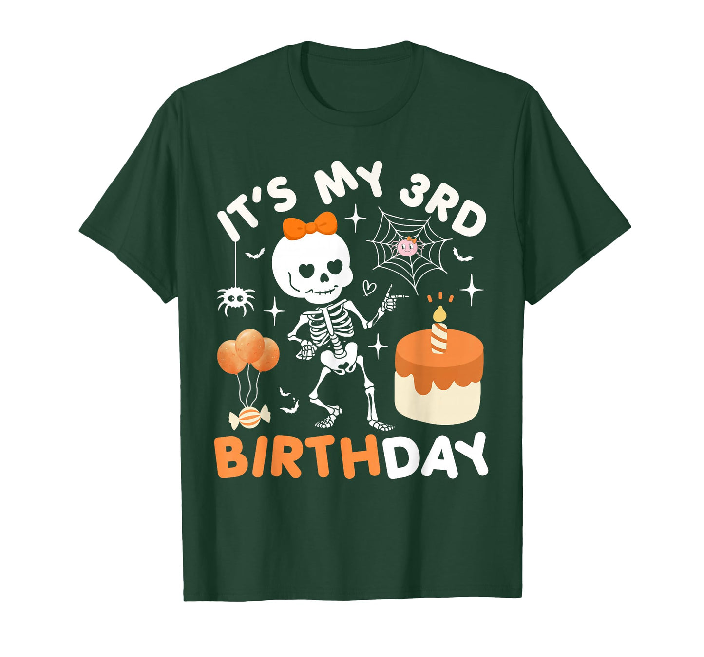 Its My 3rd Birthday Funny Halloween Skeleton Birthday 3 Girl T-Shirt