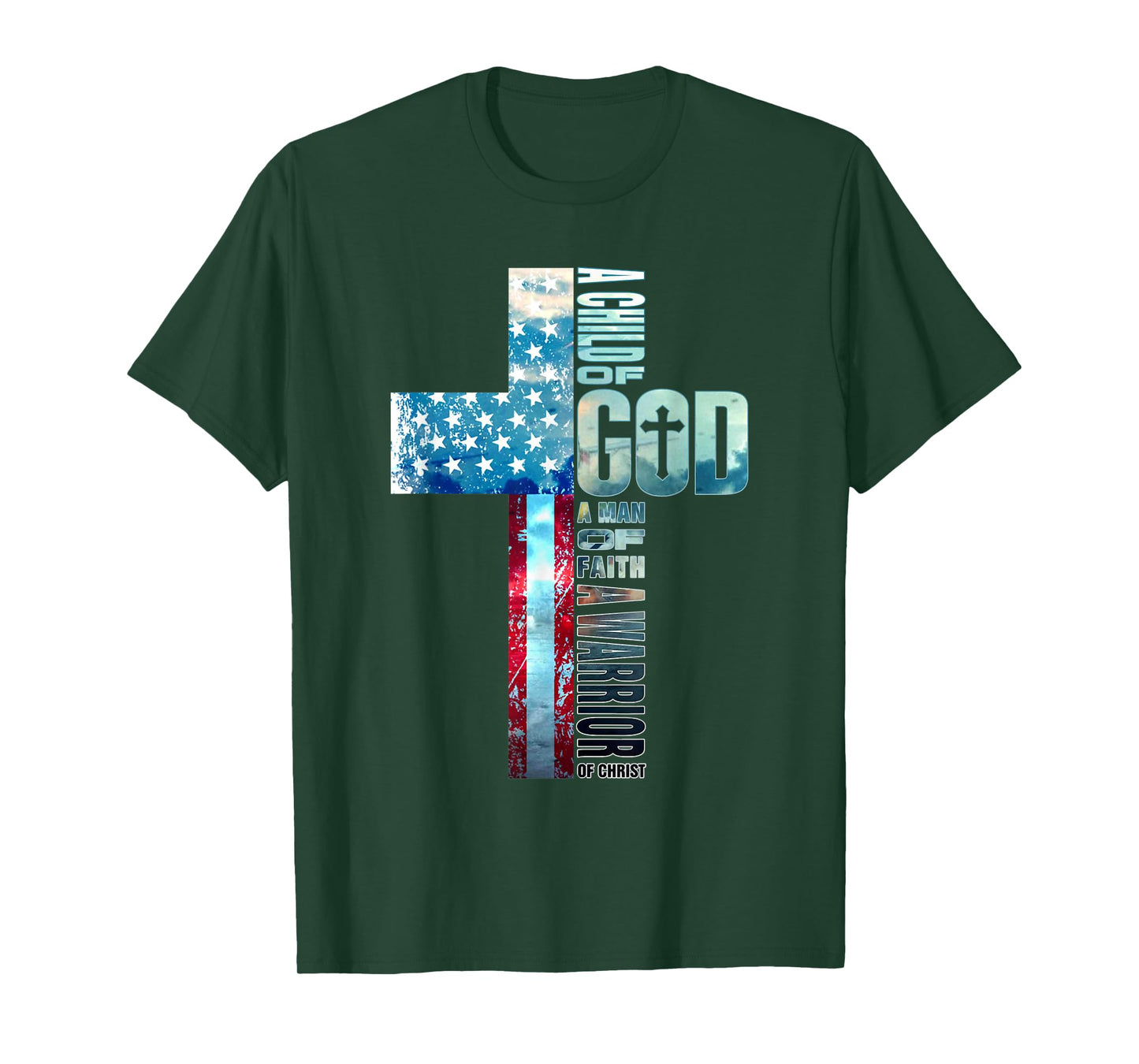 Faith Over Fears Cool Christian Cross American USA Flag Gym Women Men T-Shirt