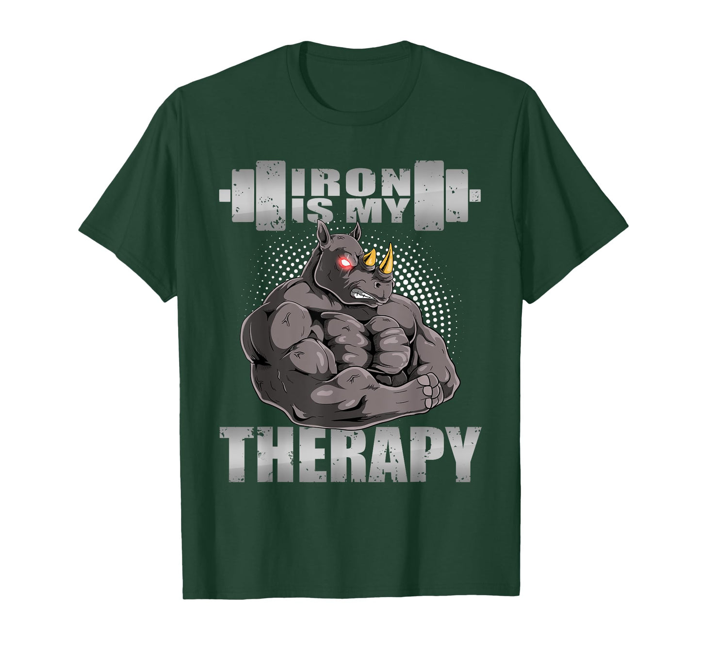 Rhinoceros Rhino Powerlifter Workout Gym Iron Is My Therapy T-Shirt