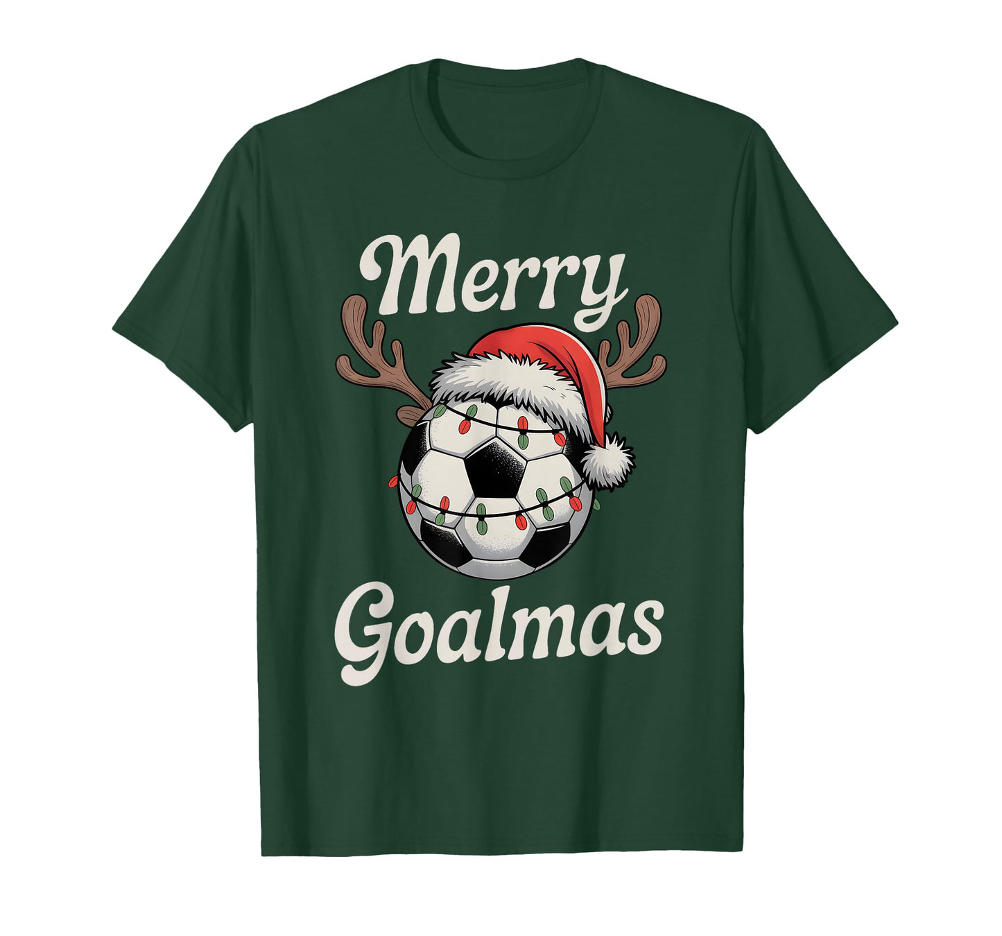 Merry Goalmas Christmas Funny Santa Soccer Ball Reindeer T-Shirt