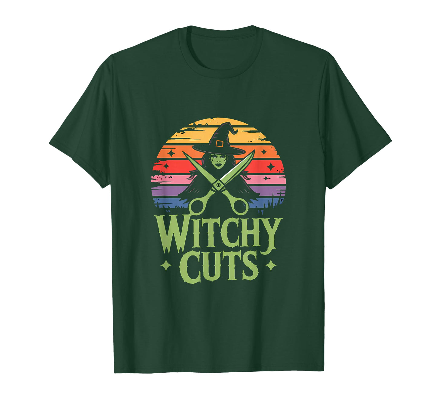 Witch Hairdresser: Witchy Cuts Retro Sunset Hair Stylist T-Shirt